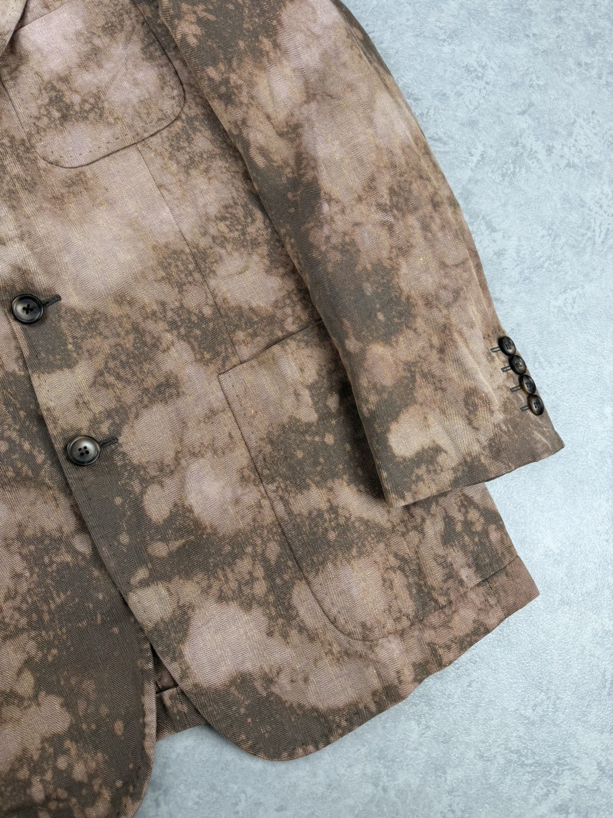 Fay Fay Linen Blazer Custom Hand Bleached Herringbone Size 50 Size US M / EU 48-50 / 2 - 2 Thumbnail