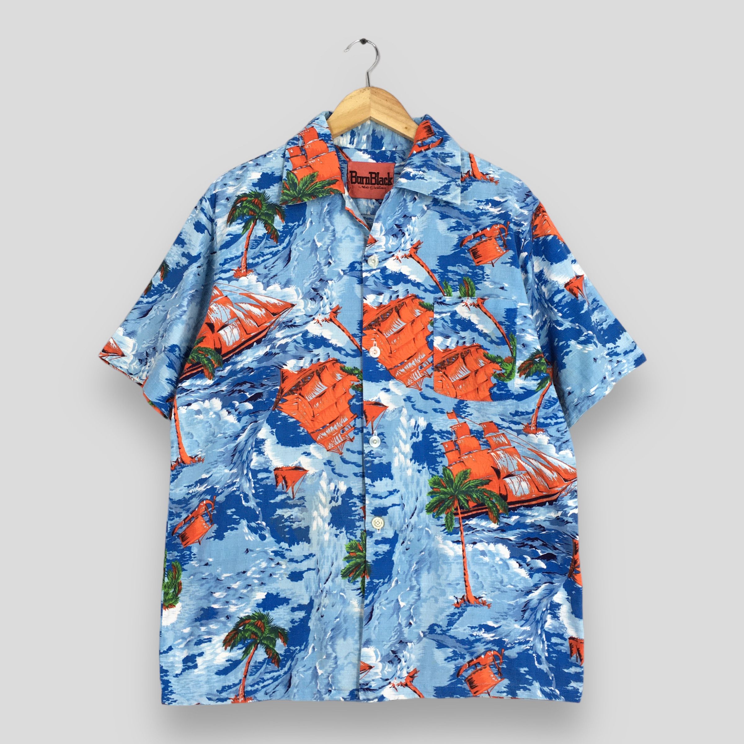 Vintage Japanese Hawaiian Sailing Beach Ocean Wave Shirt Large Size US L / EU 52-54 / 3 - 1 Thumbnail