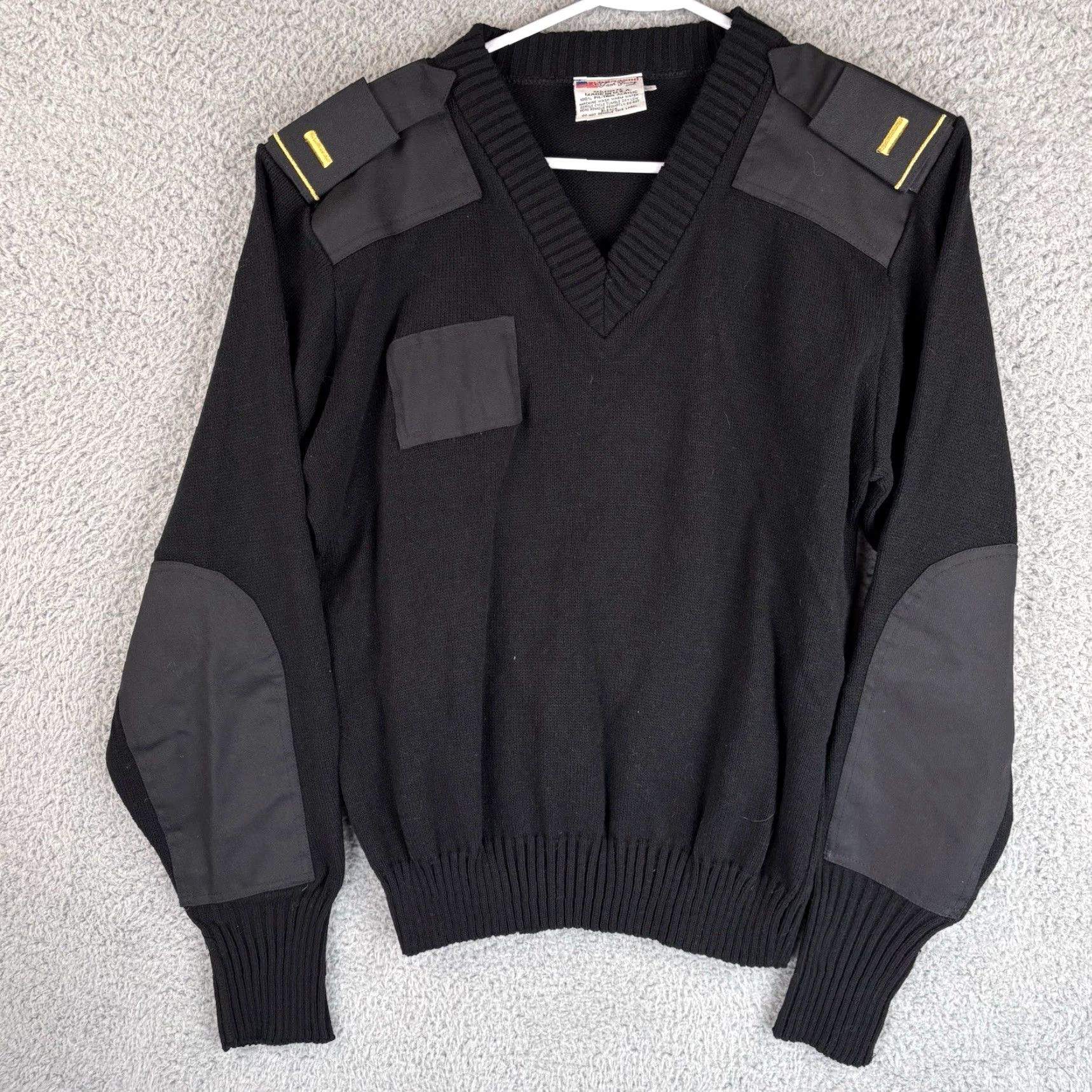 Commando VINTAGE Commando Jack Young Sweater Mens L Black Military V Neck Knit Elbow Patches Size US L / EU 52-54 / 3 - 2 Thumbnail