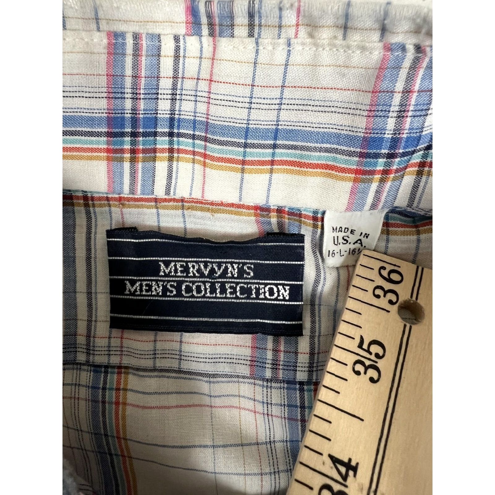 Vintage VINTAGE Mervyns Shirt Mens Large Blue Plaid Short Sleeve Button Down Made USA Size US L / EU 52-54 / 3 - 3 Thumbnail