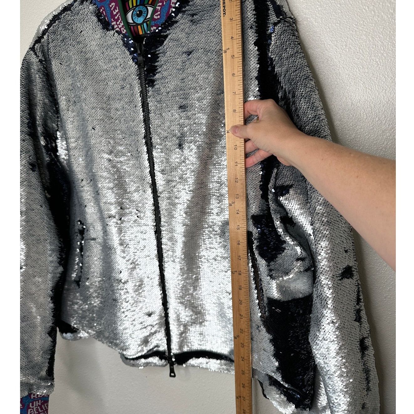 Libertine Libertine Silver Black Sequin Long Sleeve Bomber Jacket XL Size XL / US 12-14 / IT 48-50 - 14 Thumbnail