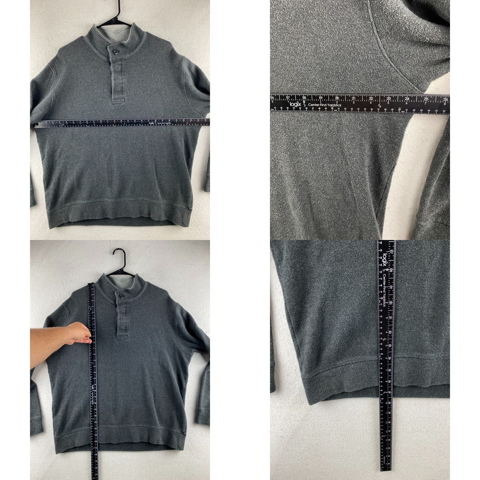 Lands' End Lands' End Sweater Mens Large L Gray 1/4 Button Pullover Fleece Long Sleeve Regular Fit Casual Modern Mens Size US L / EU 52-54 / 3 - 8 Thumbnail