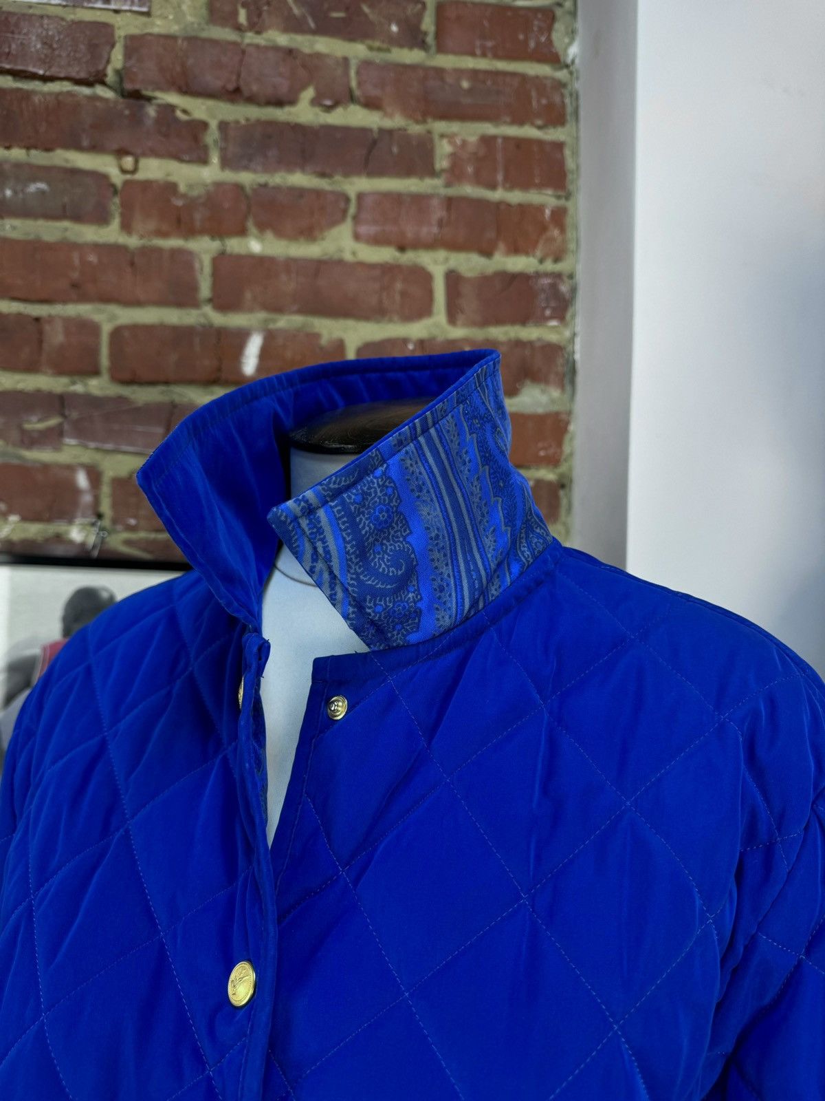 Etro × Vintage ETRO Milano Silk Quilted Blue Jacket Size M / US 6-8 / IT 42-44 - 4 Thumbnail