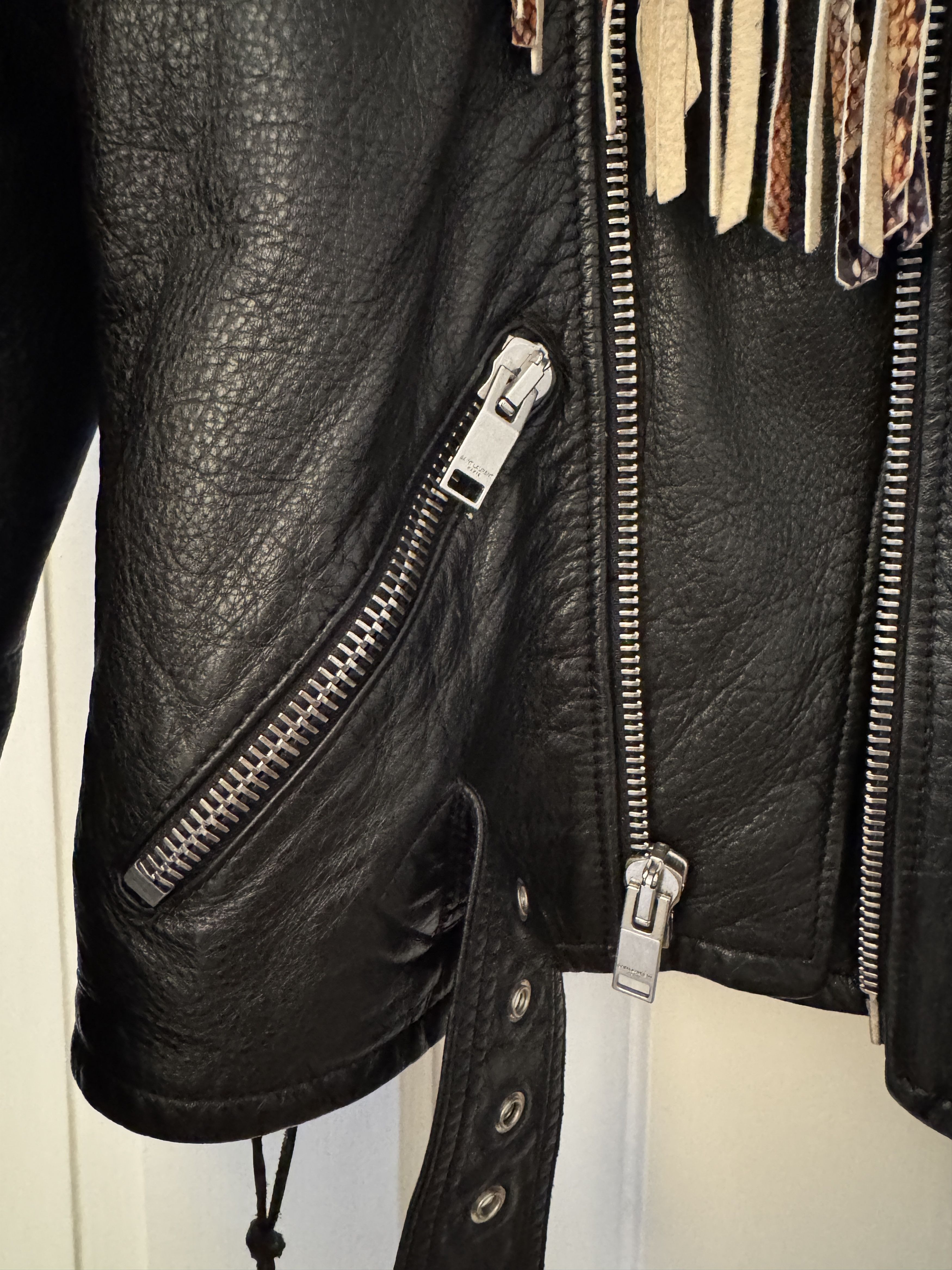 Saint Laurent Paris Saint Laurent SS16 Fringed Python Leather Jacket Surf Sound Size US S / EU 44-46 / 1 - 6 Thumbnail