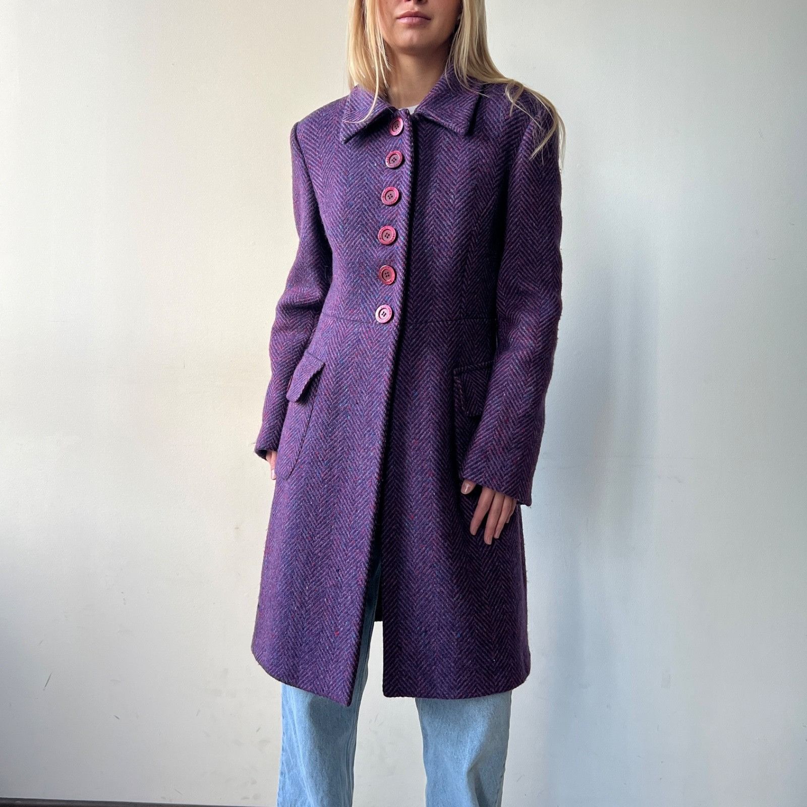 Moschino Moschino Jeans Vintage Herringbone Wool Coat 9729AC Size S / US 4 / IT 40 - 1 Thumbnail