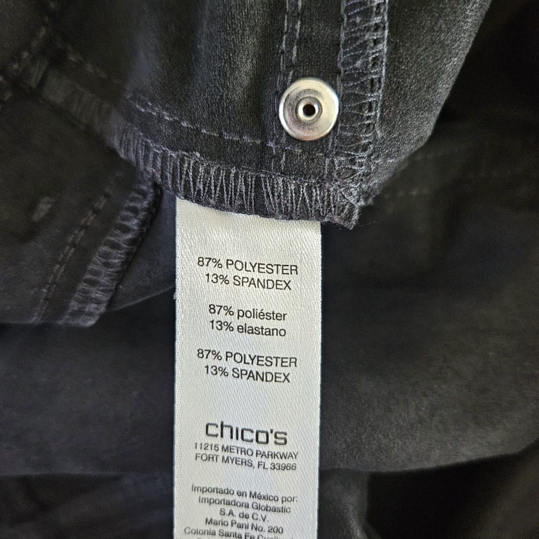 Vintage Chico's Womens Faux Suede Skinny Pants Sz 6 Black Mid Rise Pants Womens 6 Black Skinny Chicos's Size 28" / US 6 / IT 42 - 7 Thumbnail