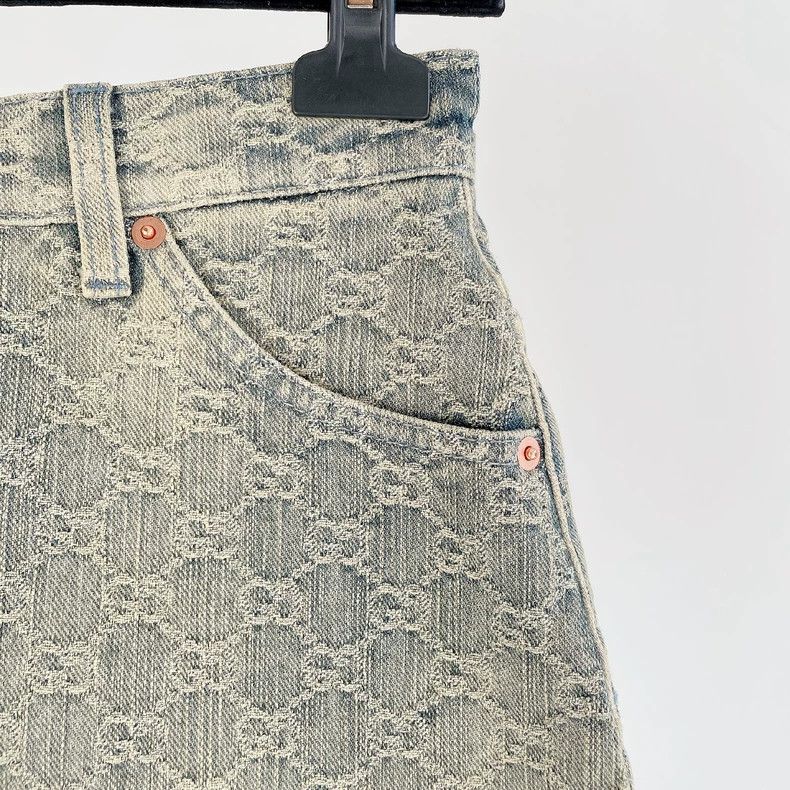 Gucci Gucci Classic double G jacquard cotton denim skirt 2504-Nex Size 24" / US 00 / IT 34 - 3 Thumbnail