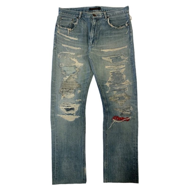 image of Undercover 2004Aw “But Beautiful” 68 Red Yarn Jeans in Blue, Men's (Size 33)