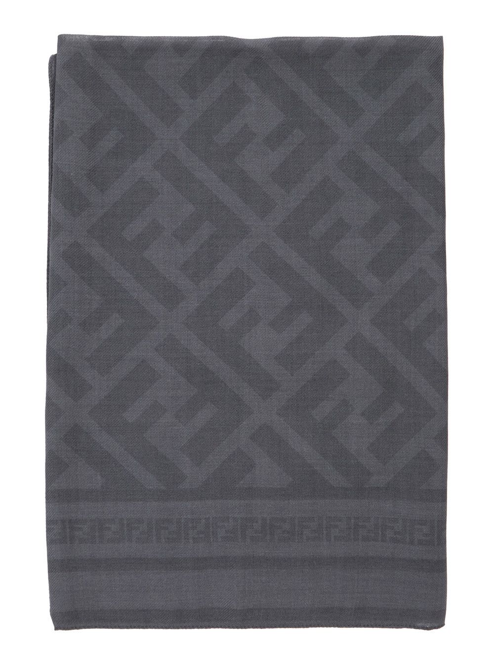 Fendi Grey FF Motif Scarf in Wool and Silk Blend for Women Size ONE SIZE - 1 Thumbnail
