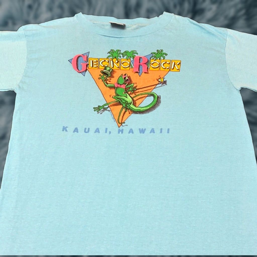 Vintage VINTAGE Gecko Hawaii Gecko Rock VTG Shirt Mens XL Surf Skate 80s 90s Blue Short Sleeve T-Shirt Size US XL / EU 56 / 4 - 1 Thumbnail