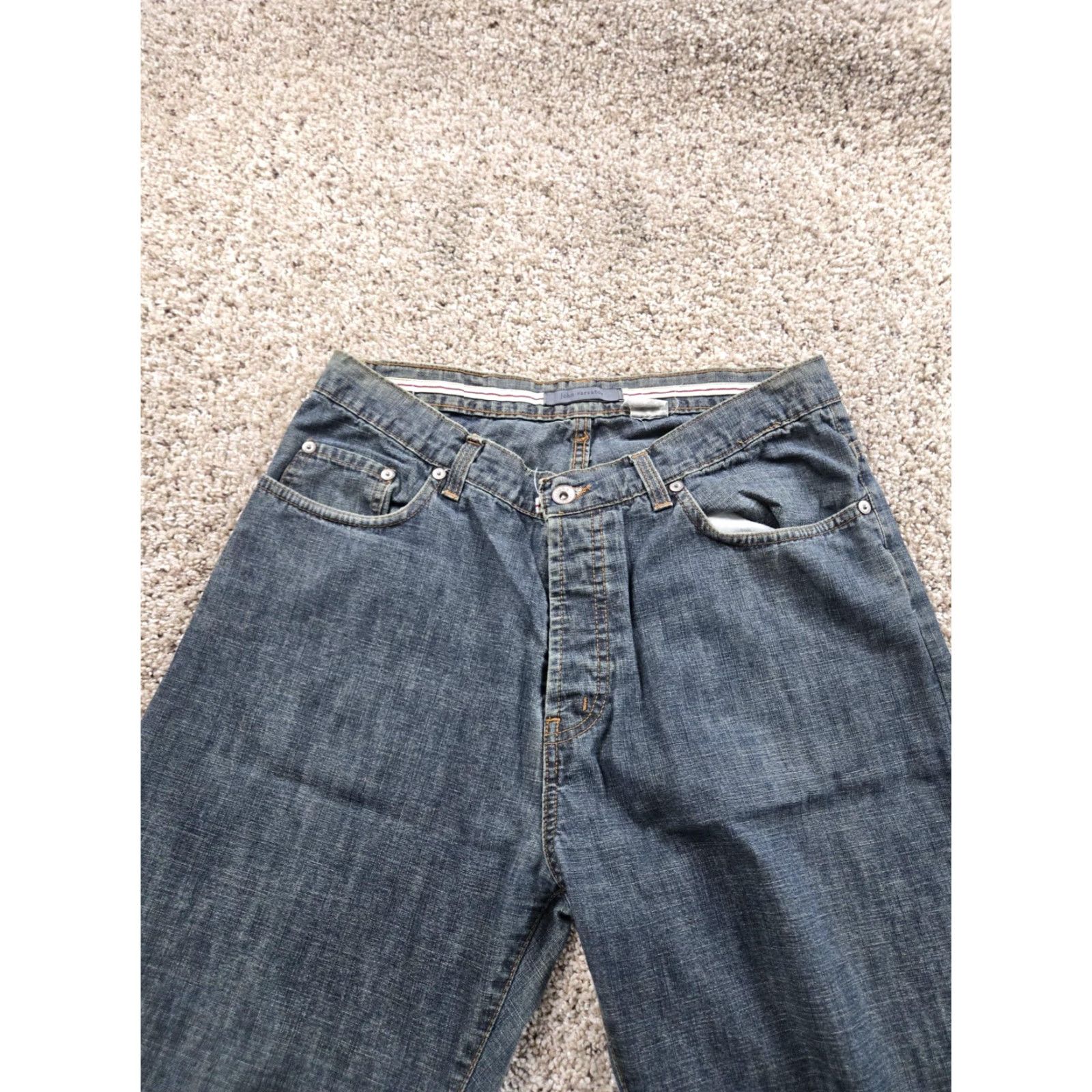 John Varvatos John Varvatos Jeans Mens 36x32 Blue Denim Straight Leg Baggy Fit Medium Wash 5-Pocket Distressed Regular Modern Rock USA Jeans Mens Size US 36 / EU 52 - 4 Thumbnail