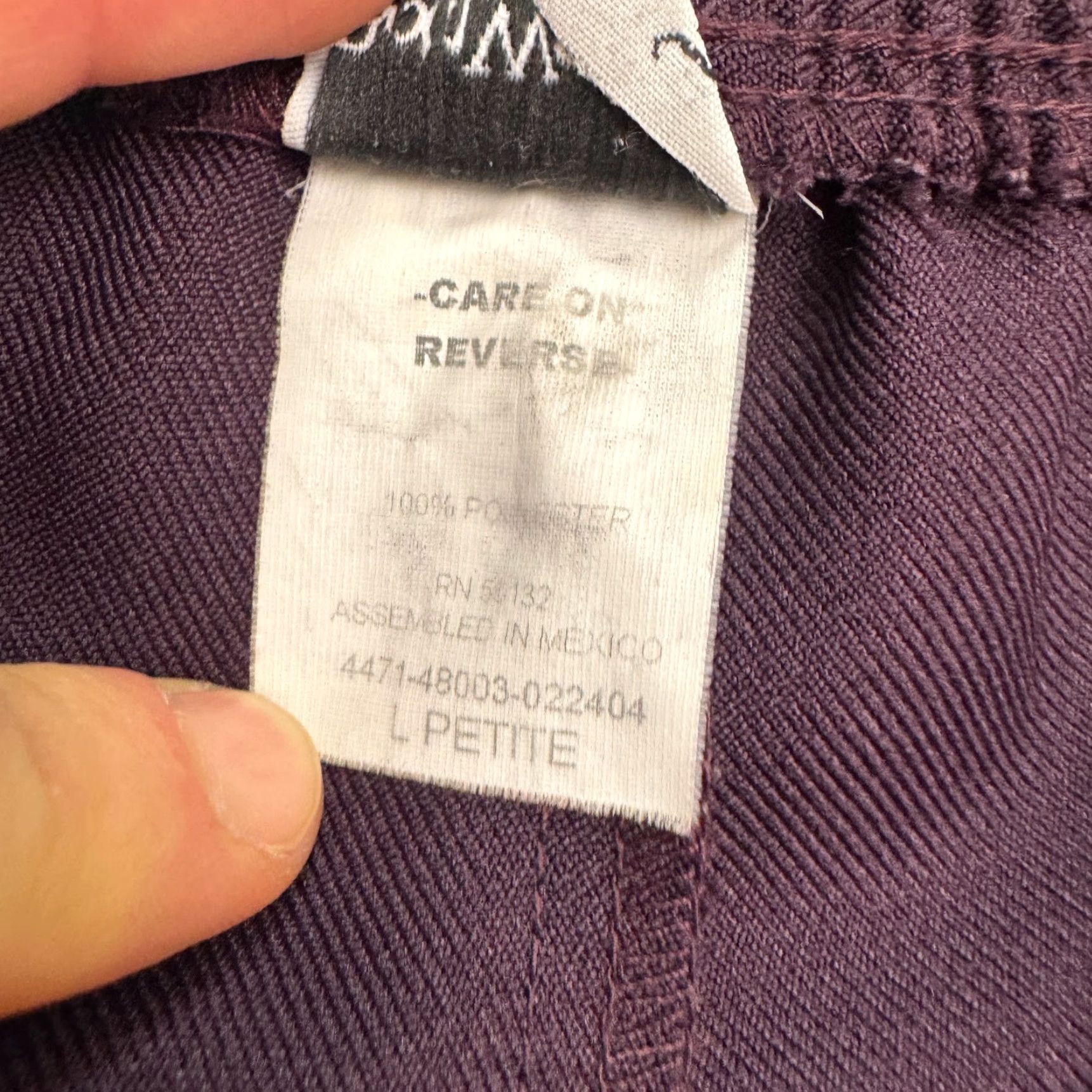 Vintage BonWorth Womens Large Petite Pull On Cropped Dress Pants Purple Elastic Size 36" / US 14 / IT 50 - 6 Thumbnail
