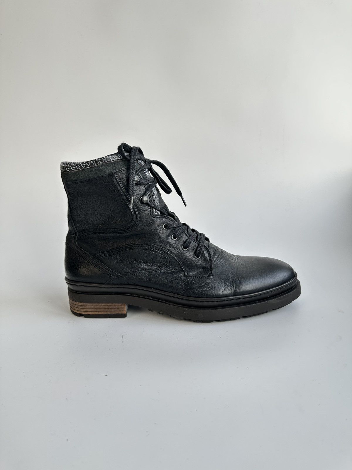 Floris van Bommel Floris van Bommel 10601 Black Leather Combat Boots Lace-up Size US 11 / EU 44 - 8 Thumbnail