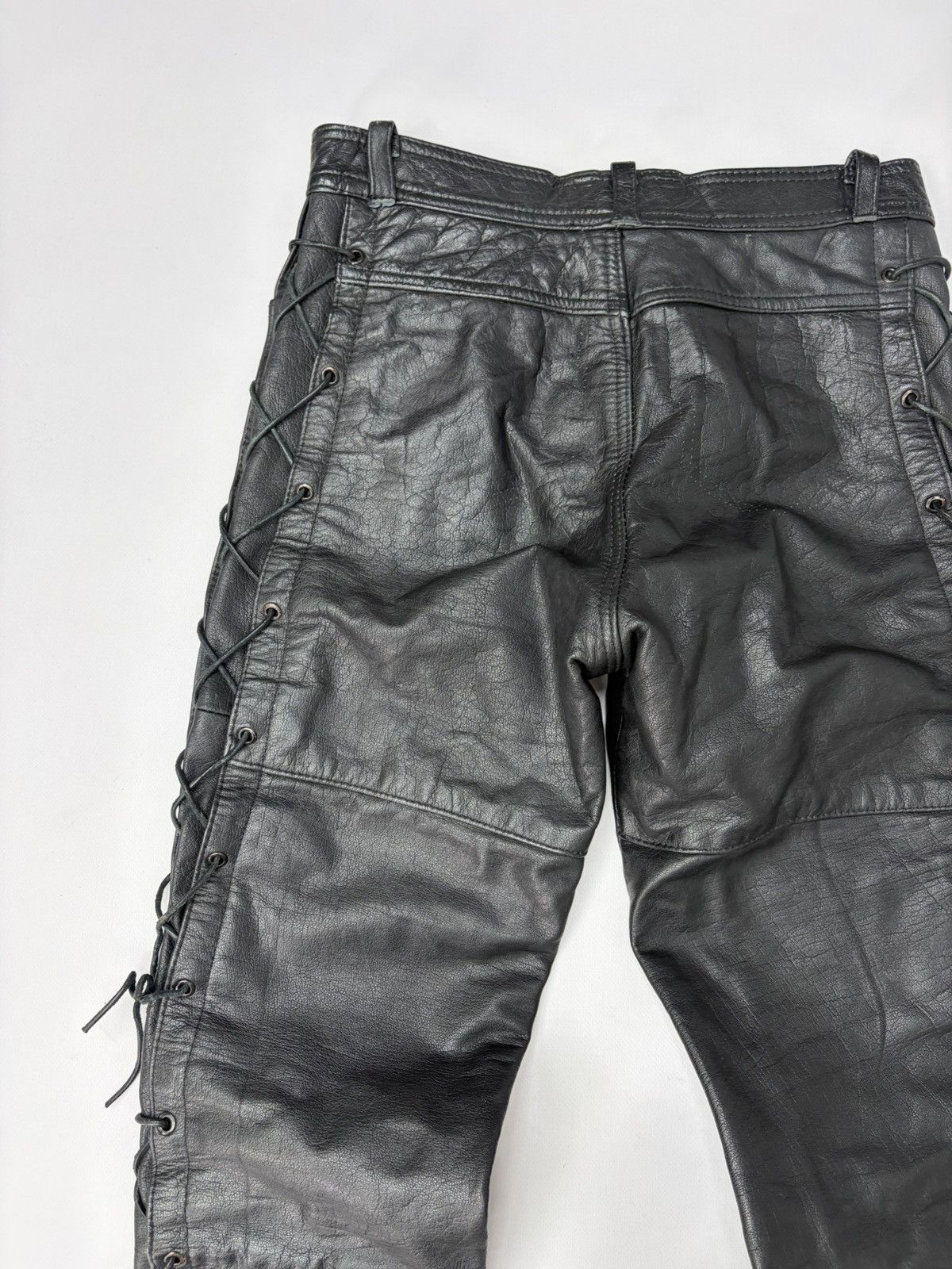 Hedi Slimane 🔥 Vintage Leather Pants 00s Italian Rock Noir Archive Grunge Size US 29 - 5 Thumbnail