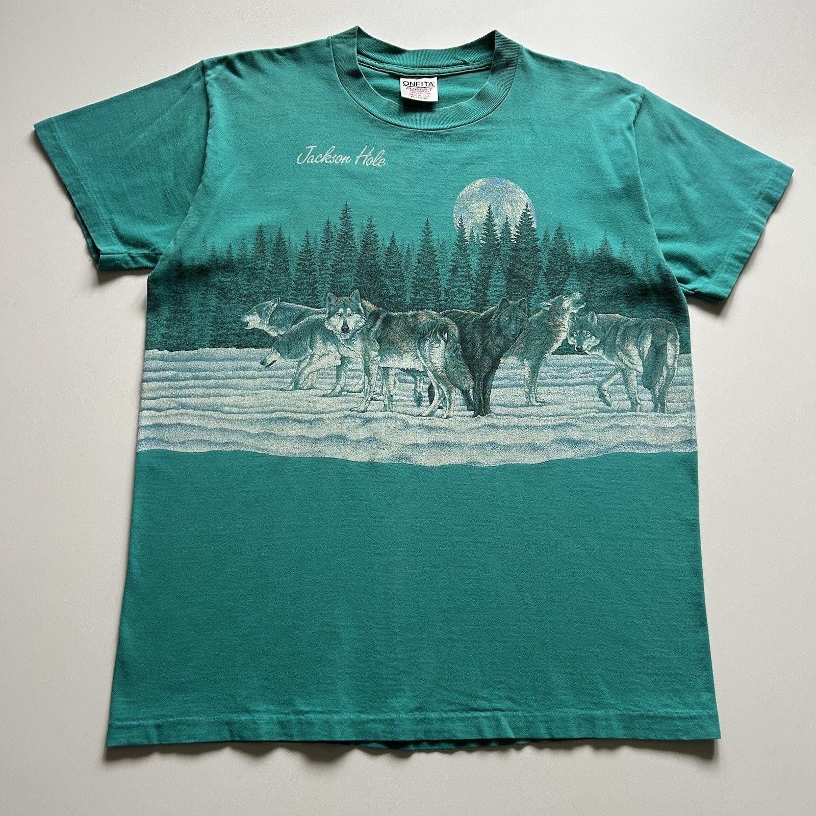 Vintage Vintage 90s Wolf Wildlife Animal Art T Shirt XL Oneita USA Size US XL / EU 56 / 4 - 1 Thumbnail