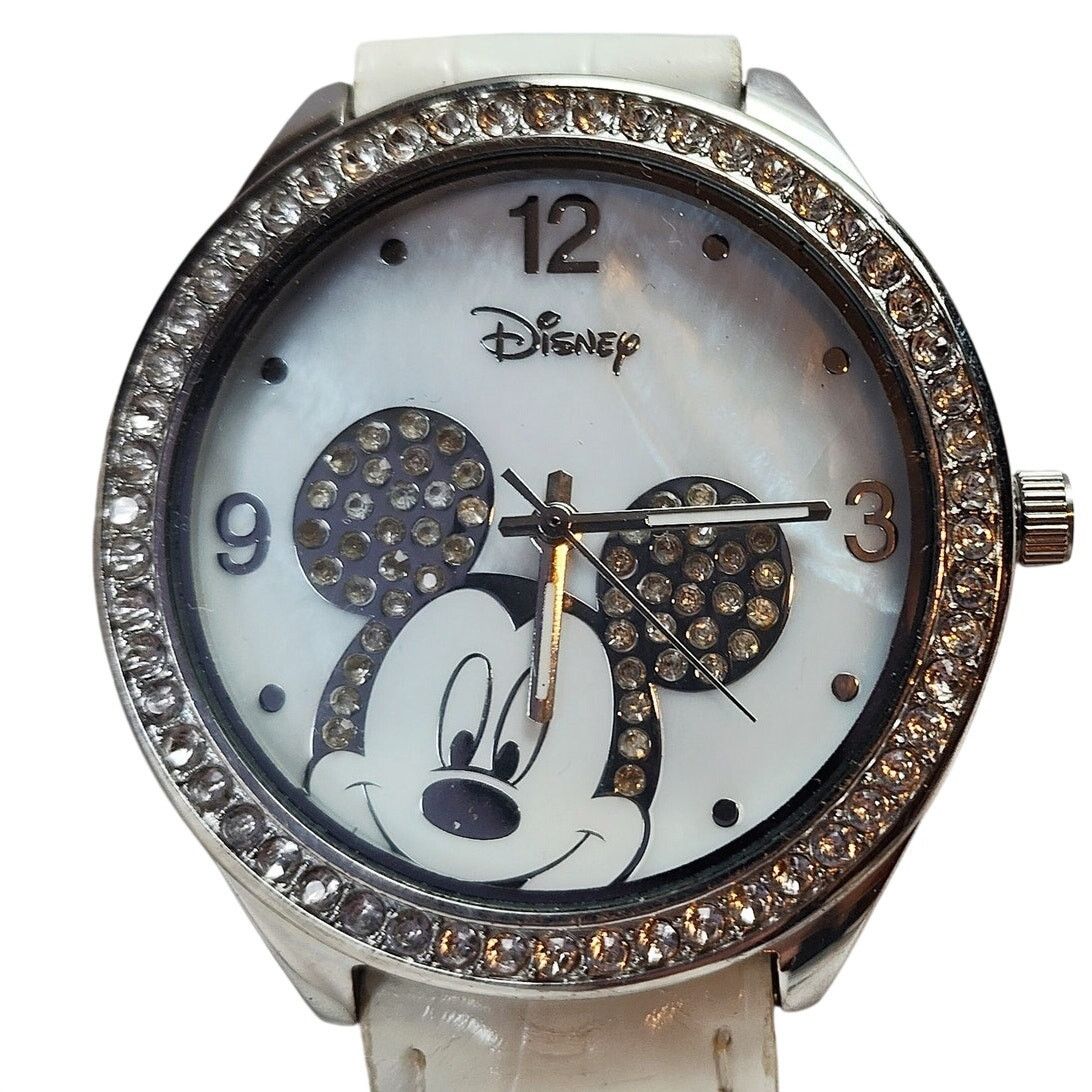 Disney Disney Minnie Mouse Crystal Bezel White Strap Watch Size ONE SIZE - 1 Thumbnail