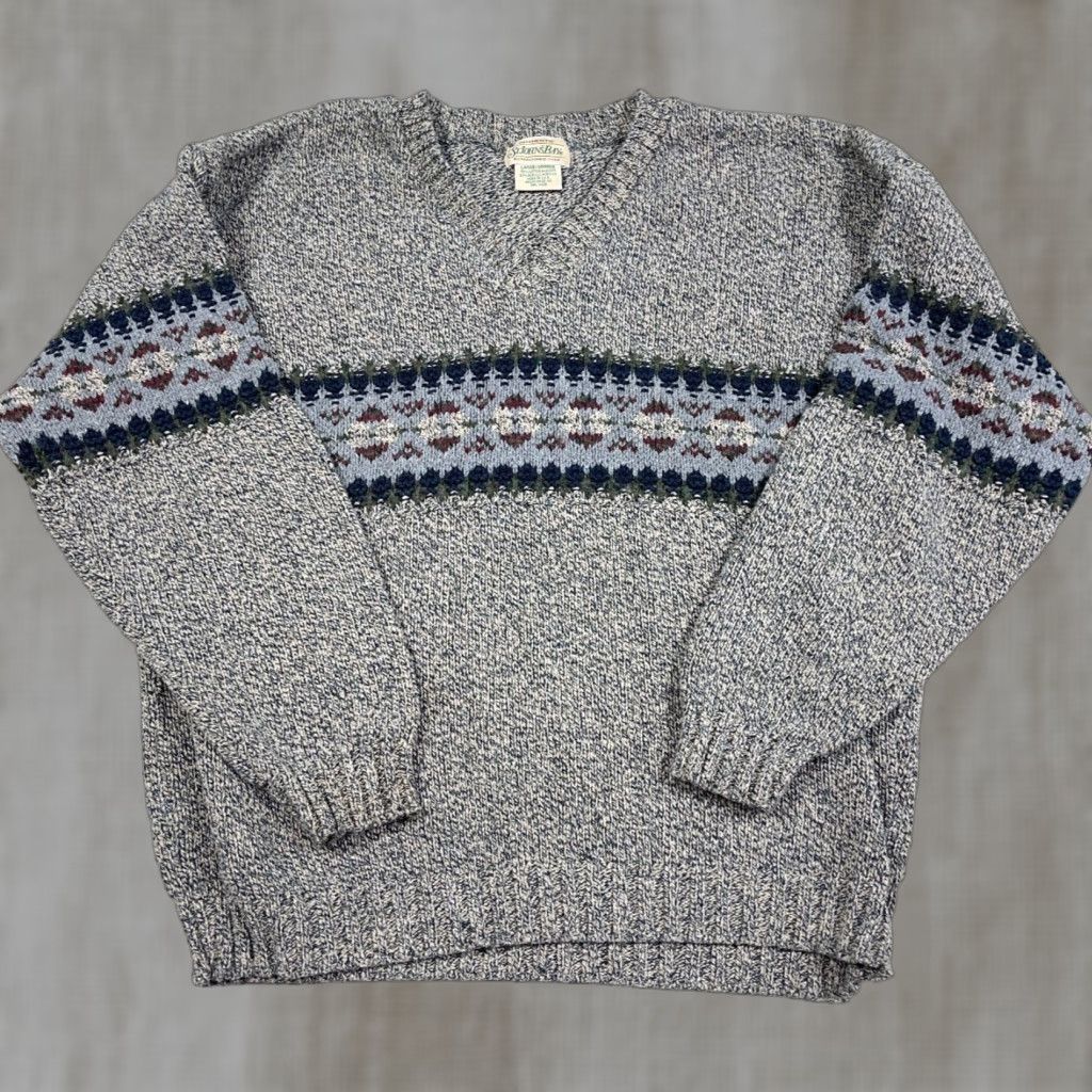 Vintage VINTAGE St. John's Bay Sweater Men L Gray V-Neck Heavy Knit 90s Nordic USA Made Size US L / EU 52-54 / 3 - 1 Thumbnail