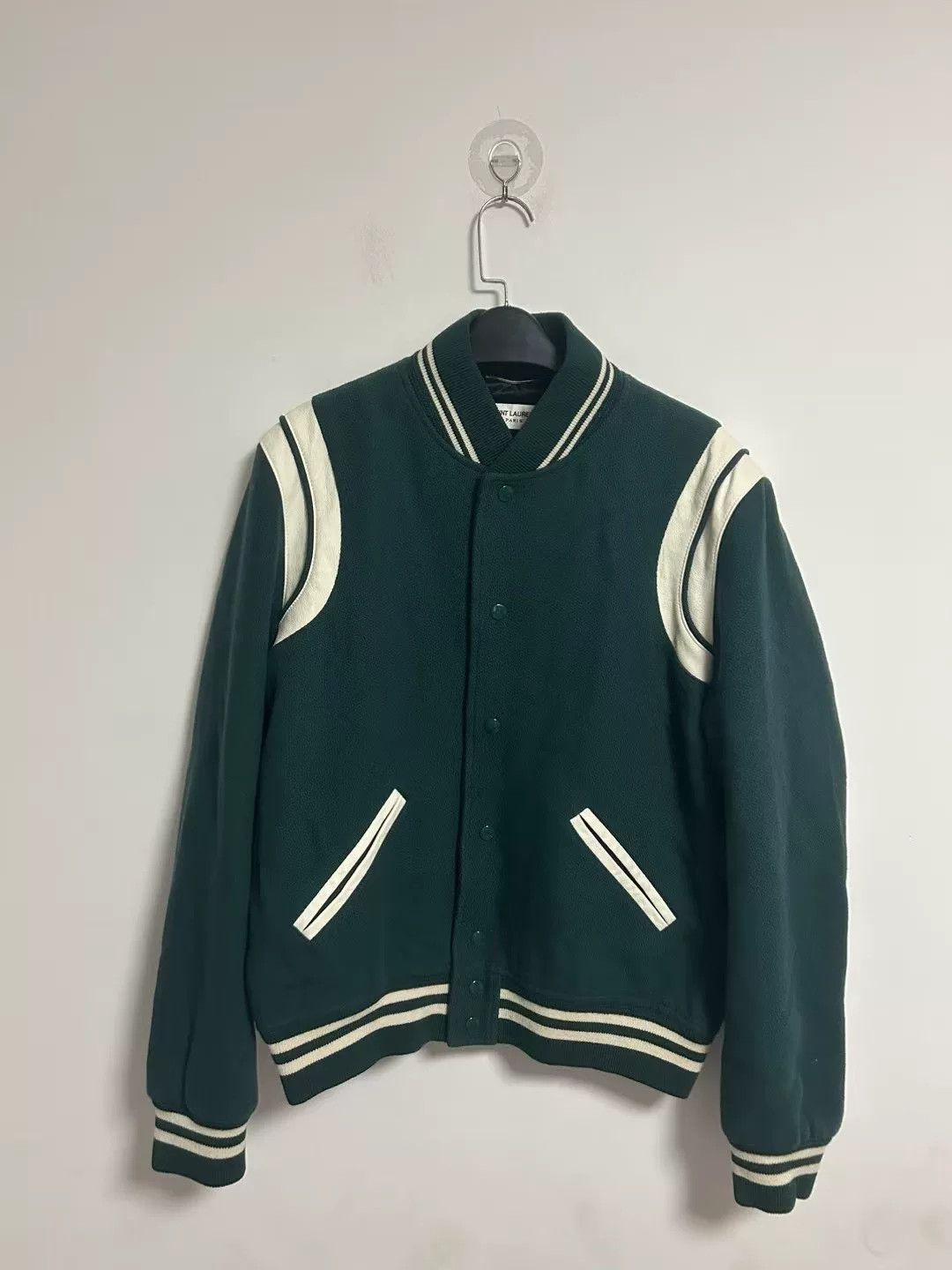 Saint Laurent Paris Saint Laurent Green Baseball Jacket Size US M / EU 48-50 / 2 - 1 Thumbnail