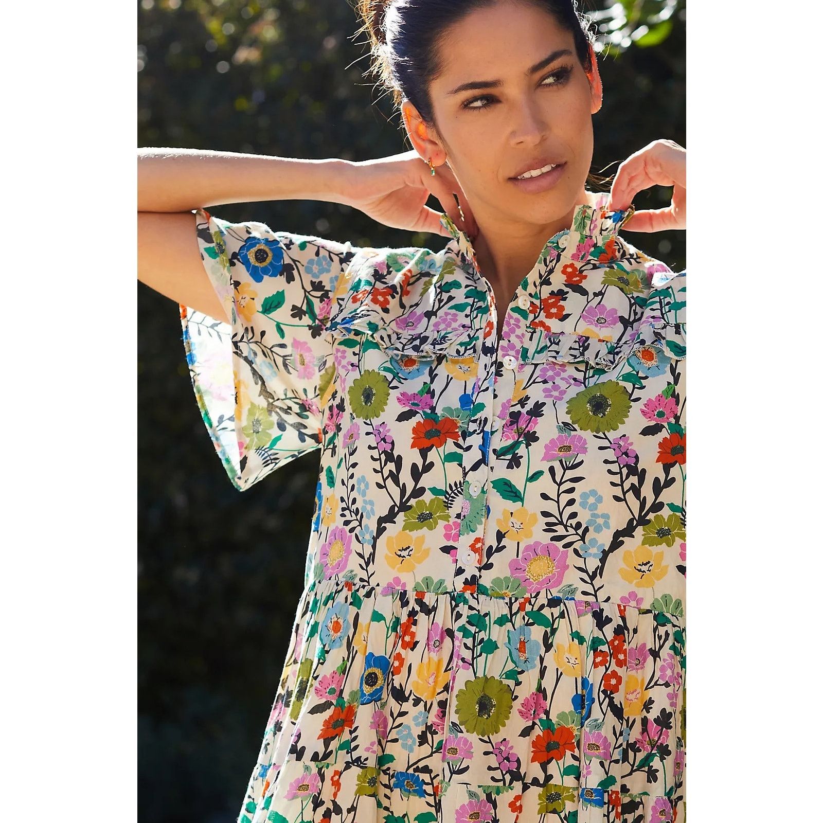 Anthropologie Anthropologie Ro's Garden Vibeka Ruffled Mini Shirt Dress Size XS / US 0-2 / IT 36-38 - 5 Thumbnail