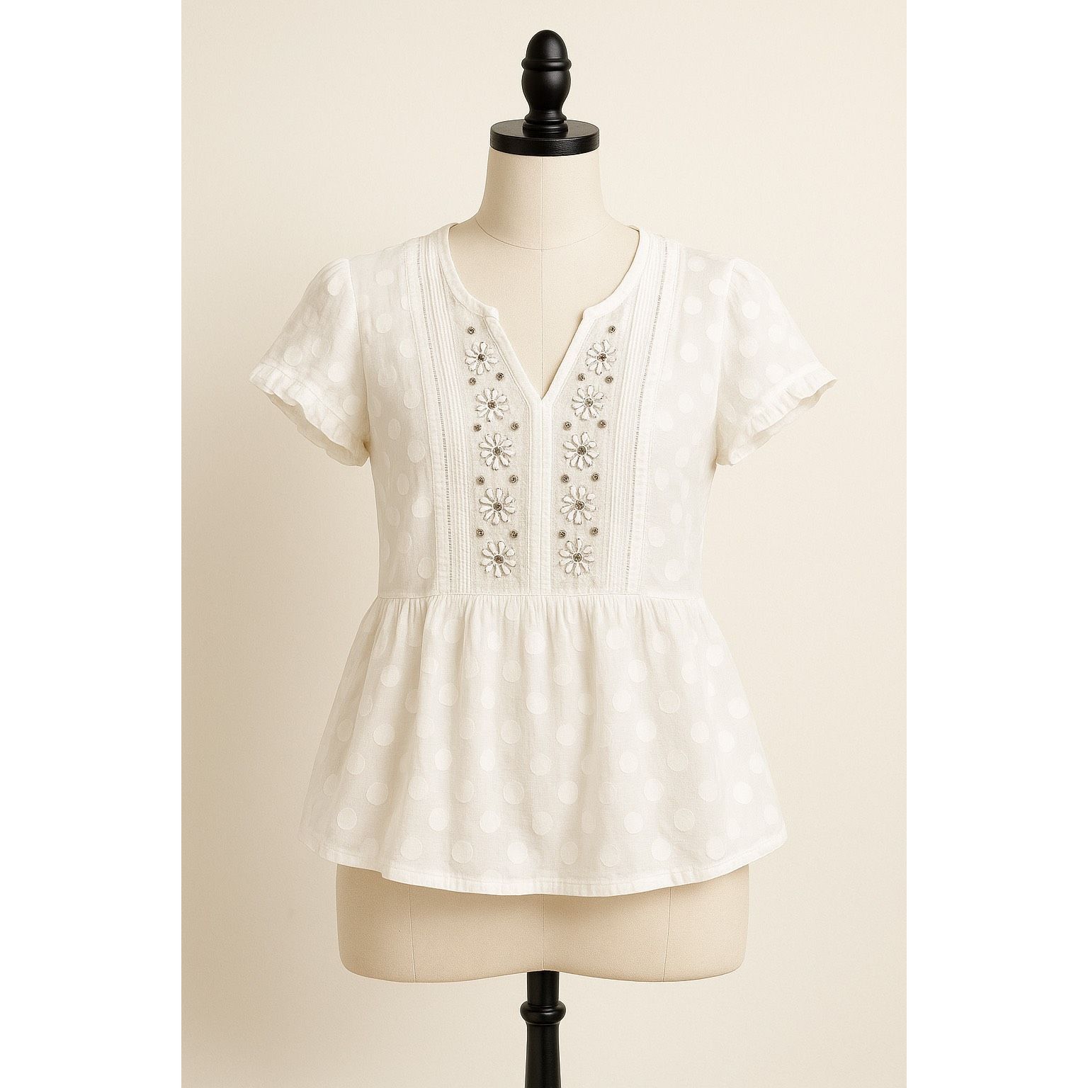 Anthropologie Leifsdottir Anthropologie White Cotton Serein Embroidered Pe Size S / US 4 / IT 40 - 1 Thumbnail