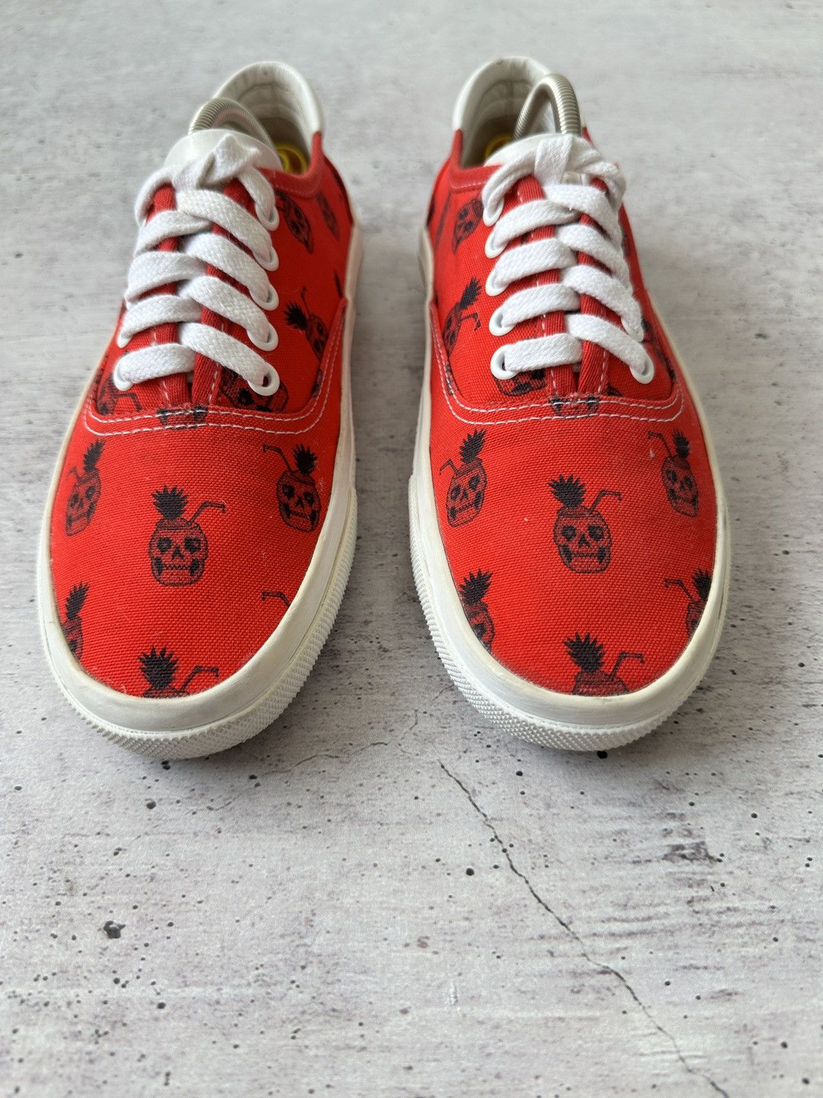 Saint Laurent Paris Saint Laurent Red Pineapple Scull Print Sneakers Size US 8.5 / IT 38.5 - 4 Thumbnail