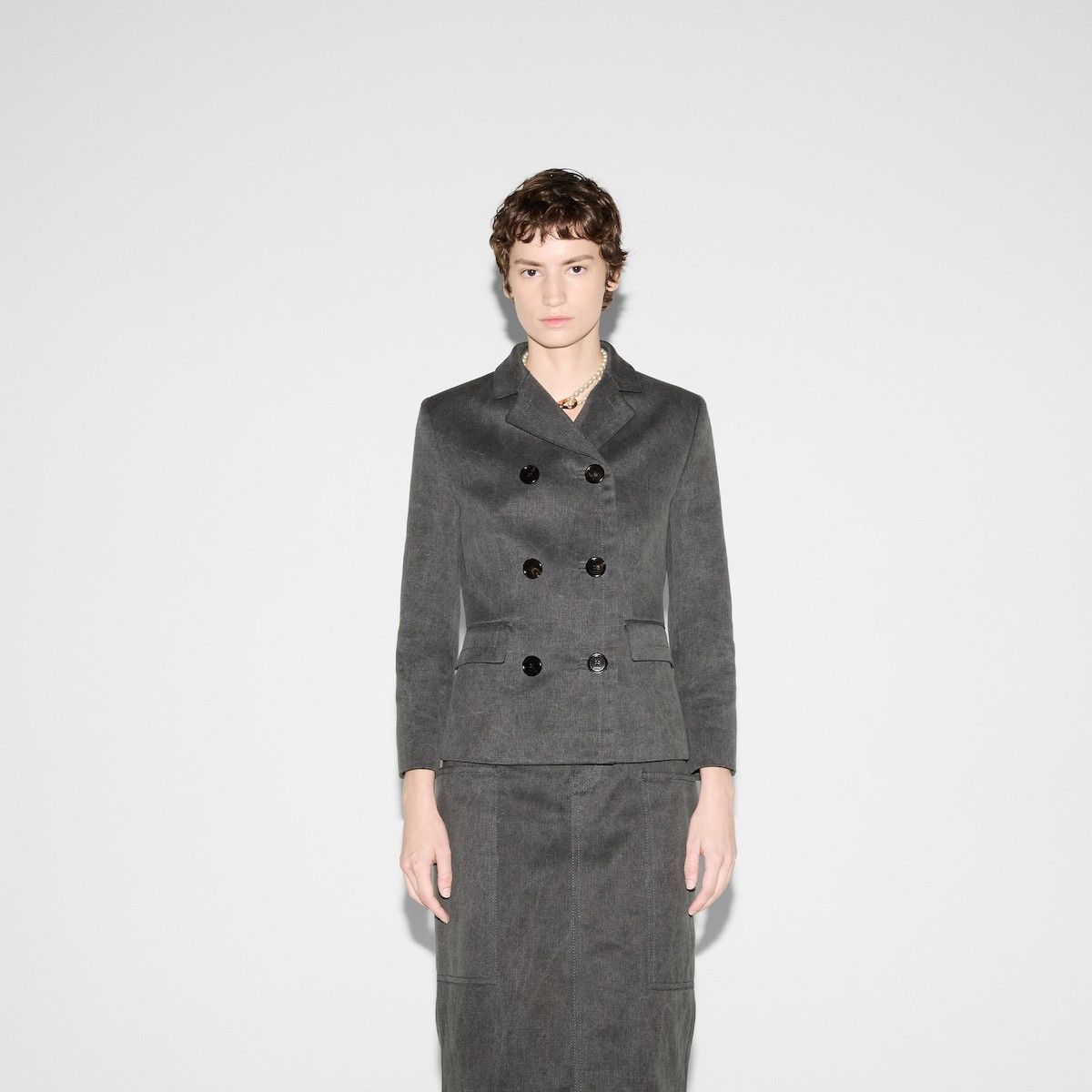 Gucci oc11z1125 Cotton Canvas Delavé Jacket in Dark Grey Size M / US 6-8 / IT 42-44 - 3 Thumbnail