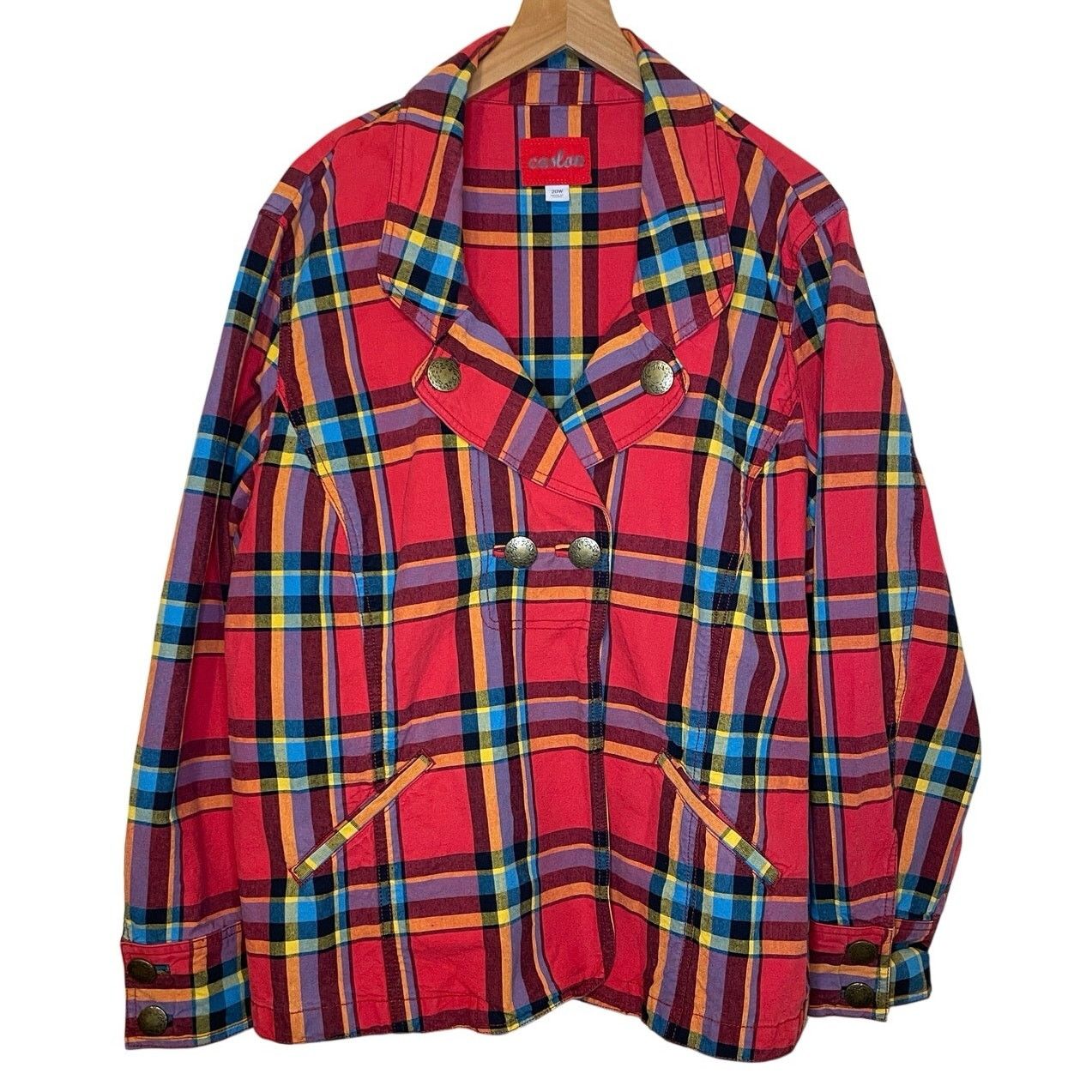 Other Caslon Multicolor Red Plaid Button Up Jacket Coat 20W Size 3XL / US 20-22 - 1 Thumbnail