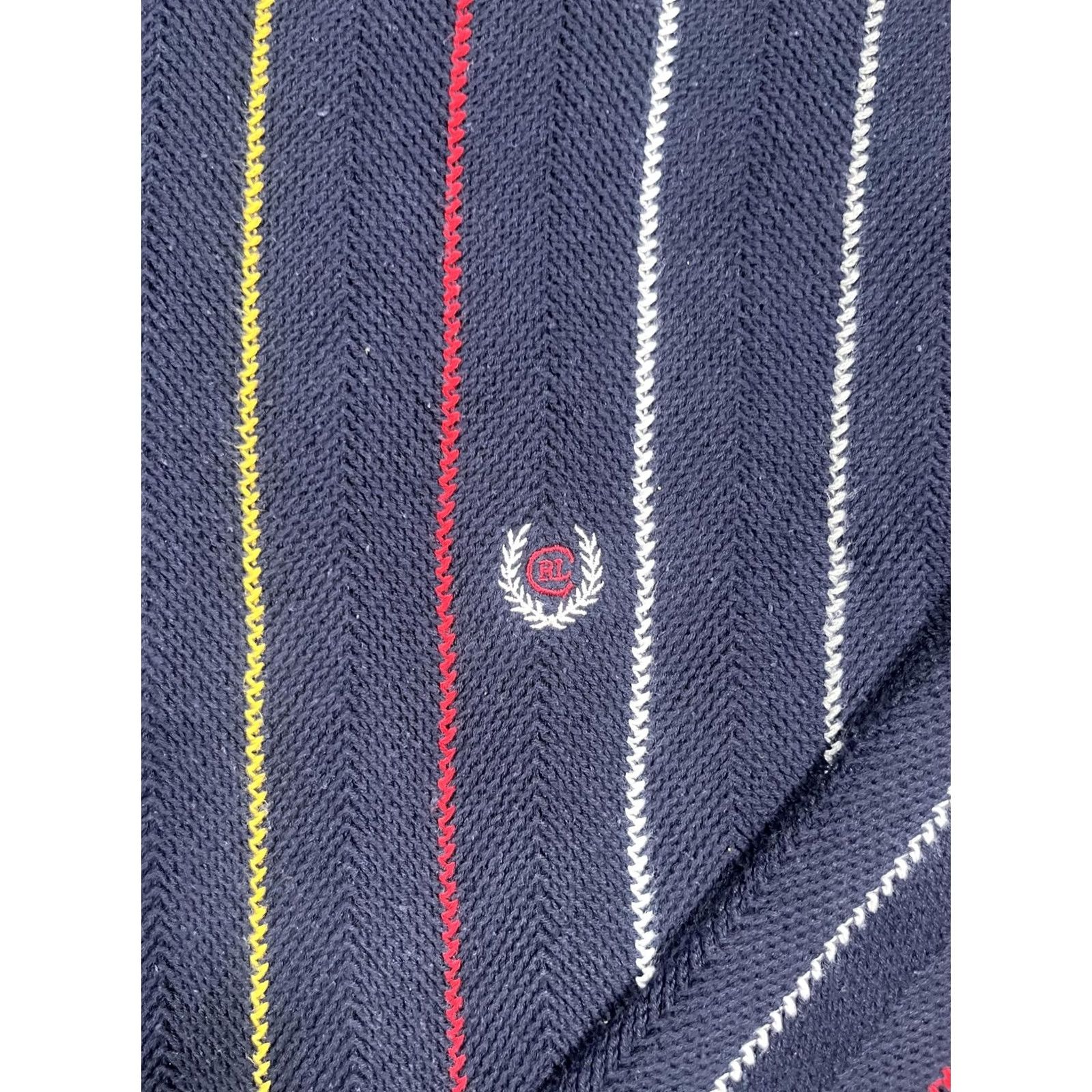 Chaps VINTAGE Chaps Ralph Lauren Sweater Mens L Striped Crewneck Cotton 90s USA Navy Blue Size US L / EU 52-54 / 3 - 4 Thumbnail