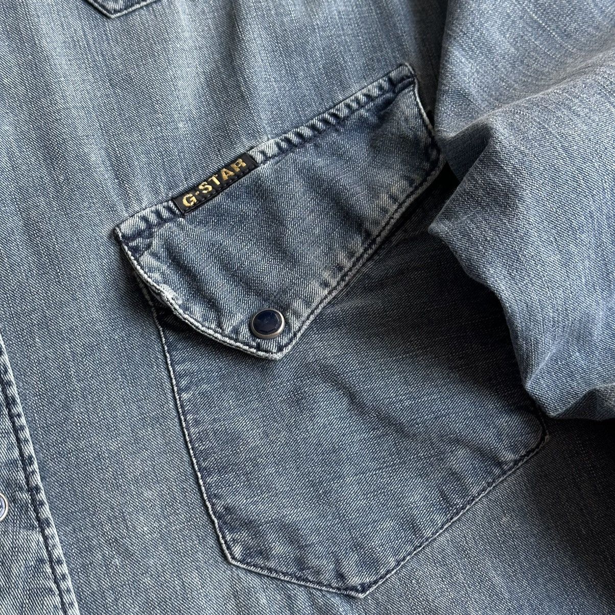 G-Star Vintage G-Star Raw Denim Big Logo Western Snap Button Shirt Size US XL / EU 56 / 4 - 9 Thumbnail
