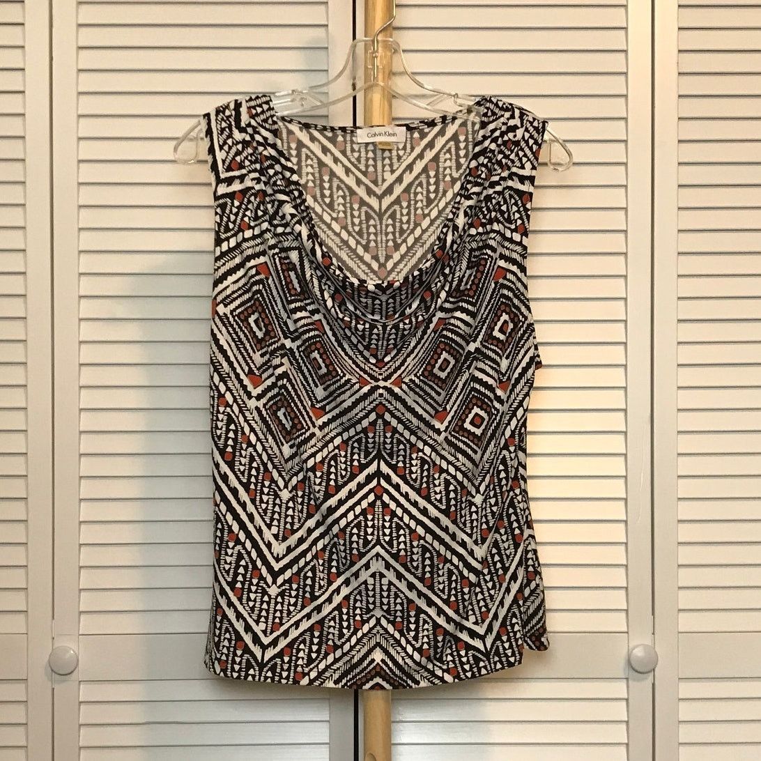 Calvin Klein Calvin Klein Retro Geometric Swoop Neck Sleeveless Women L Size L / US 10 / IT 46 - 1 Thumbnail