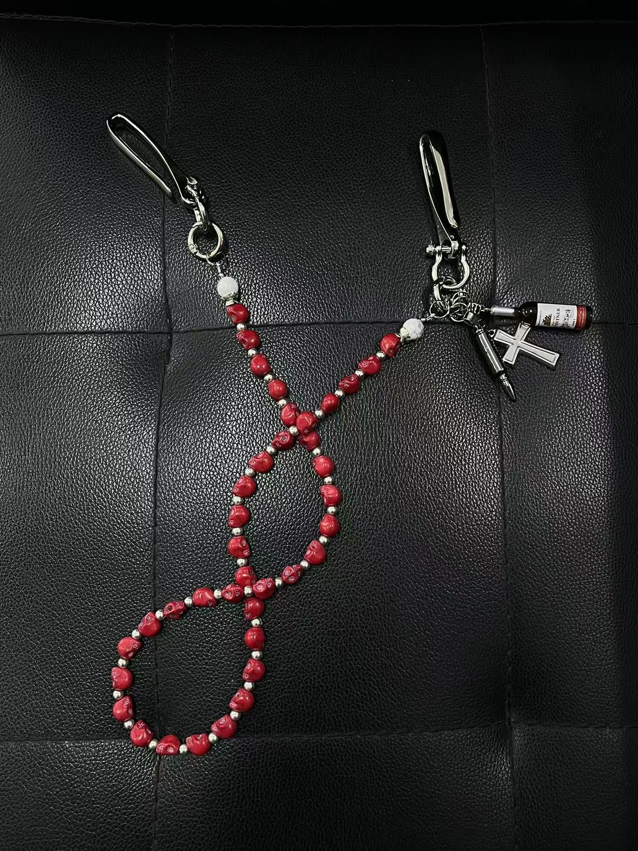 Japanese Brand × Vintage Ainworth Cross Chain – Red Skull Punk Waist Chain Size ONE SIZE - 1 Thumbnail