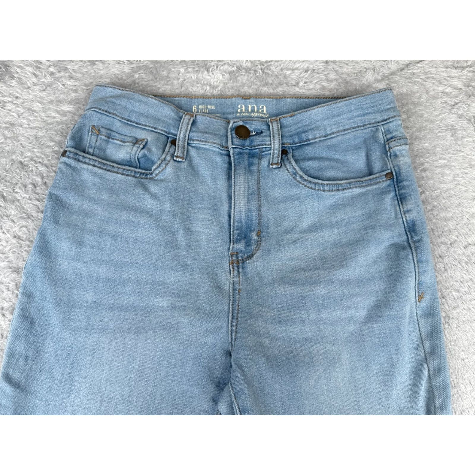 Vintage ana Jeans Womens Jeans Flared Distressed High Rise 27x32 Blue Denim Cotton Blend Regular 6 Womens Men? Size 28" / US 6 / IT 42 - 4 Thumbnail