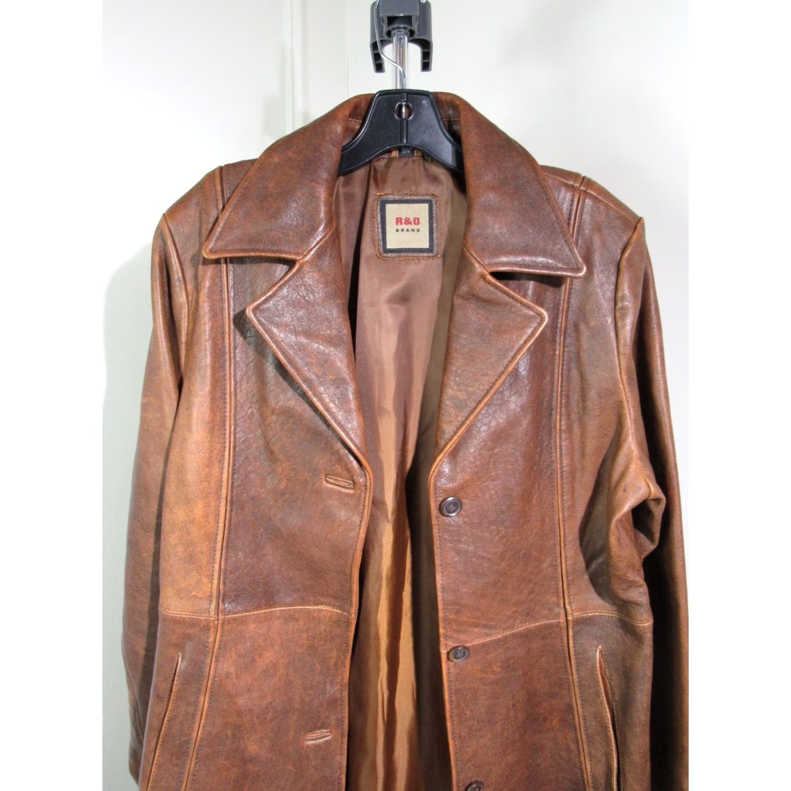 J Brand VINTAGE R&O Brand Coat Leather Women XL Distressed Brown Trench Coat Size XL / US 12-14 / IT 48-50 - 4 Thumbnail