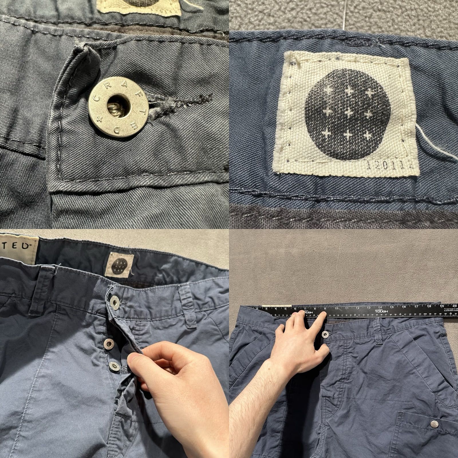 Vintage Crafted Pants Mens 38x30 Blue Tapered Utility Twisted Knee Cargo 3D Size US 38 / EU 54 - 9 Thumbnail