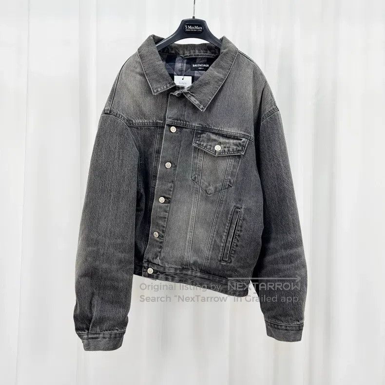 Balenciaga Balenciaga Washed Irregular Plaid Denim Padded Jacket Size US M / EU 48-50 / 2 - 1 Thumbnail
