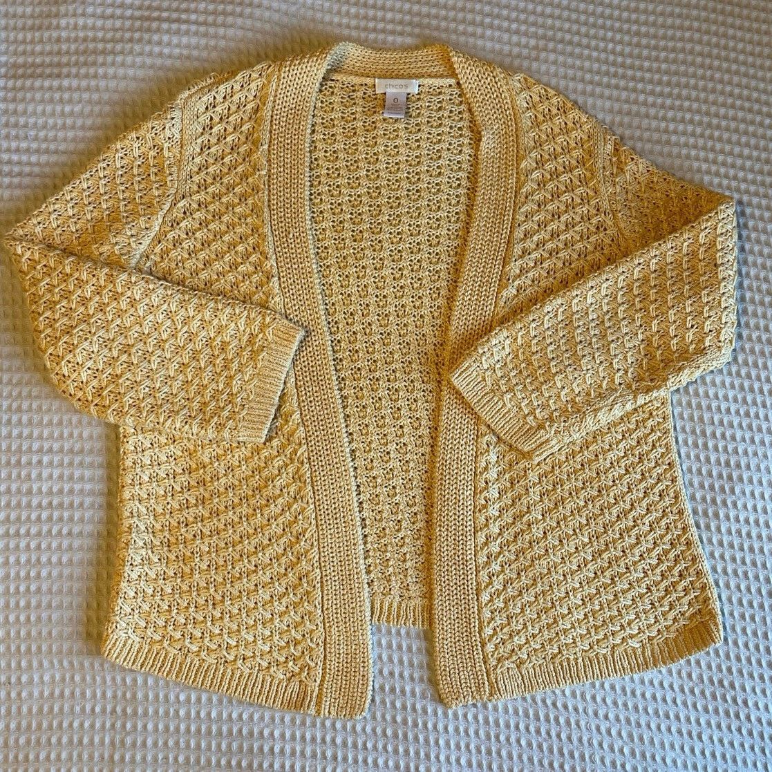 Chicos Chico’s Yellow Loose Knit Open Front Cardigan 0 (XS/Small) Size S / US 4 / IT 40 - 5 Thumbnail
