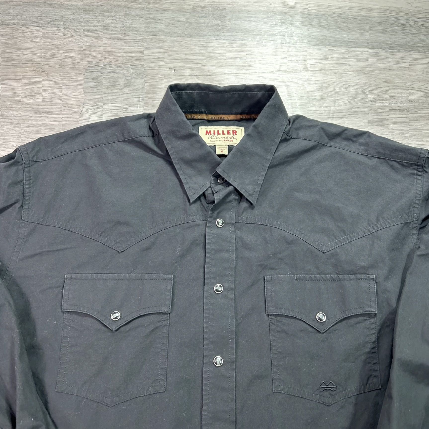 Vintage Cinch Miller Ranch Shirt Mens XL Black Solid Western Button Up Size US XL / EU 56 / 4 - 3 Thumbnail