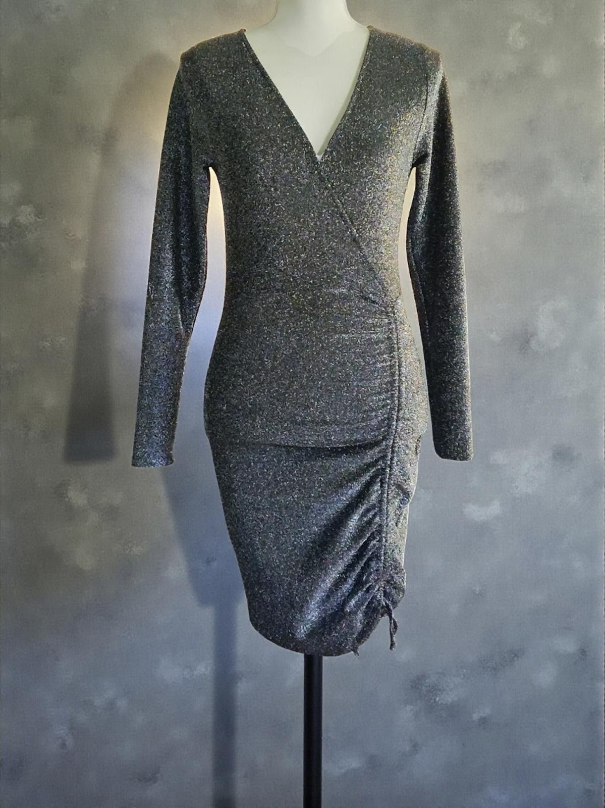 Other Rolla Coster Medium Black Shimmer Ruched Evening Dress Size ONE SIZE - 3 Thumbnail