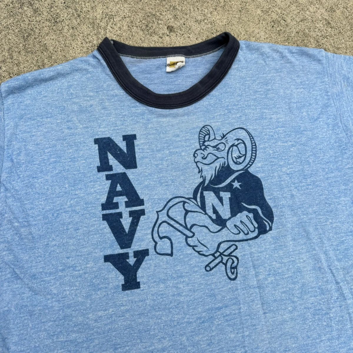 Russell Athletic × Vintage VINTAGE 1970s RUSSELL ATHLETIC US NAVY DEPT RINGER SHIRT Size US L / EU 52-54 / 3 - 4 Thumbnail