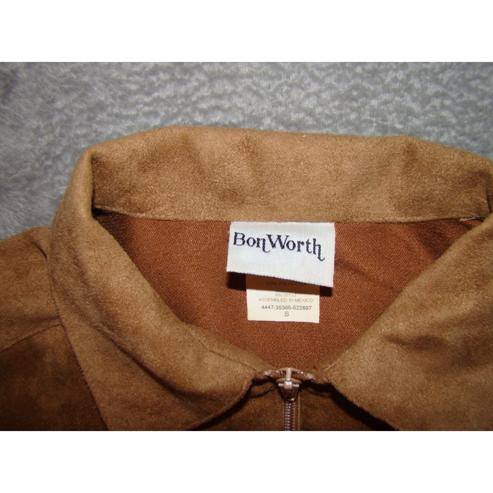 Vintage BonWorth Jacket Womens Size Small Tan Zip-up Sueded Embroidered w/Cuffed Sleeves Size S / US 4 / IT 40 - 3 Thumbnail