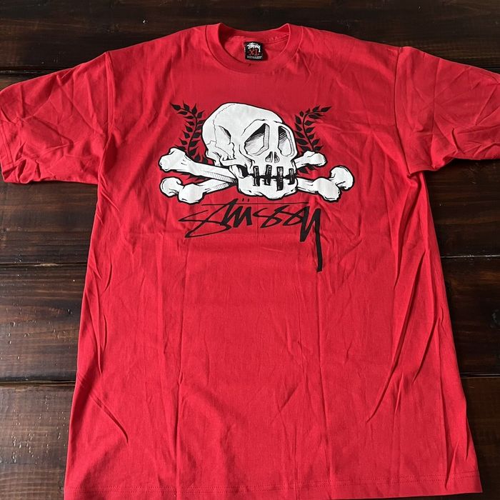 Stussy Vintage Stussy Skull and Crossbones Tee Shirt | Grailed