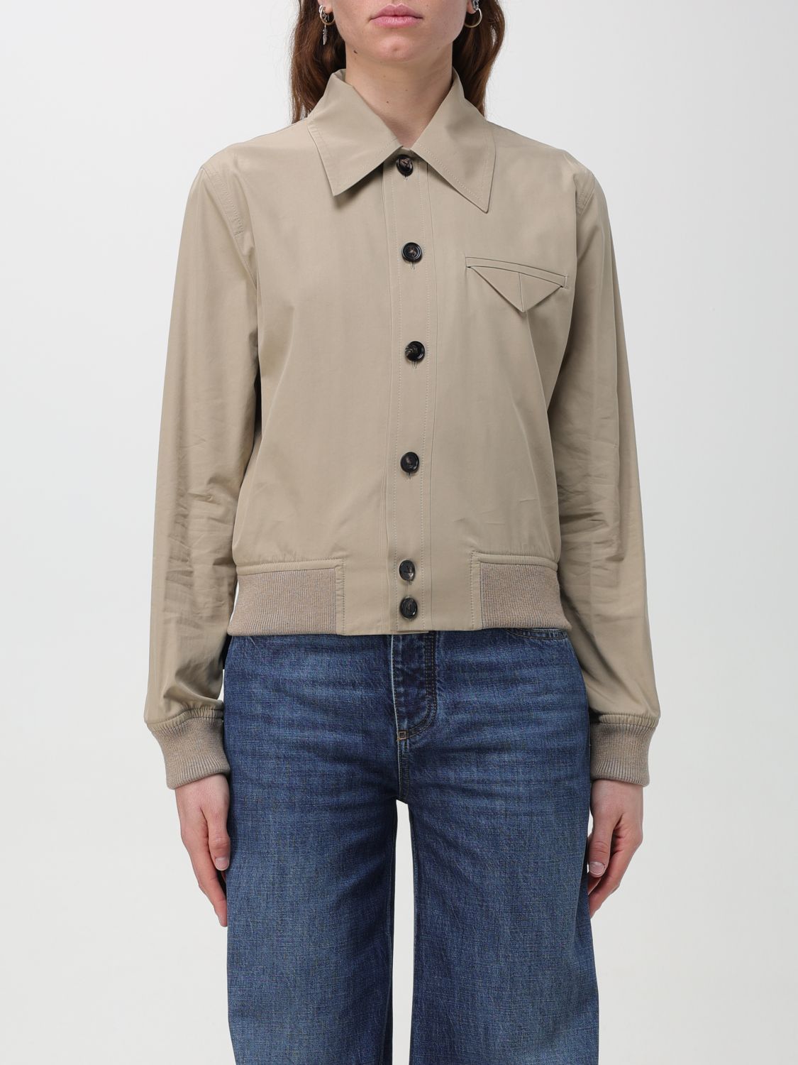 image of Bottega Veneta Jacket Woman Beige, Women's (Size Medium)