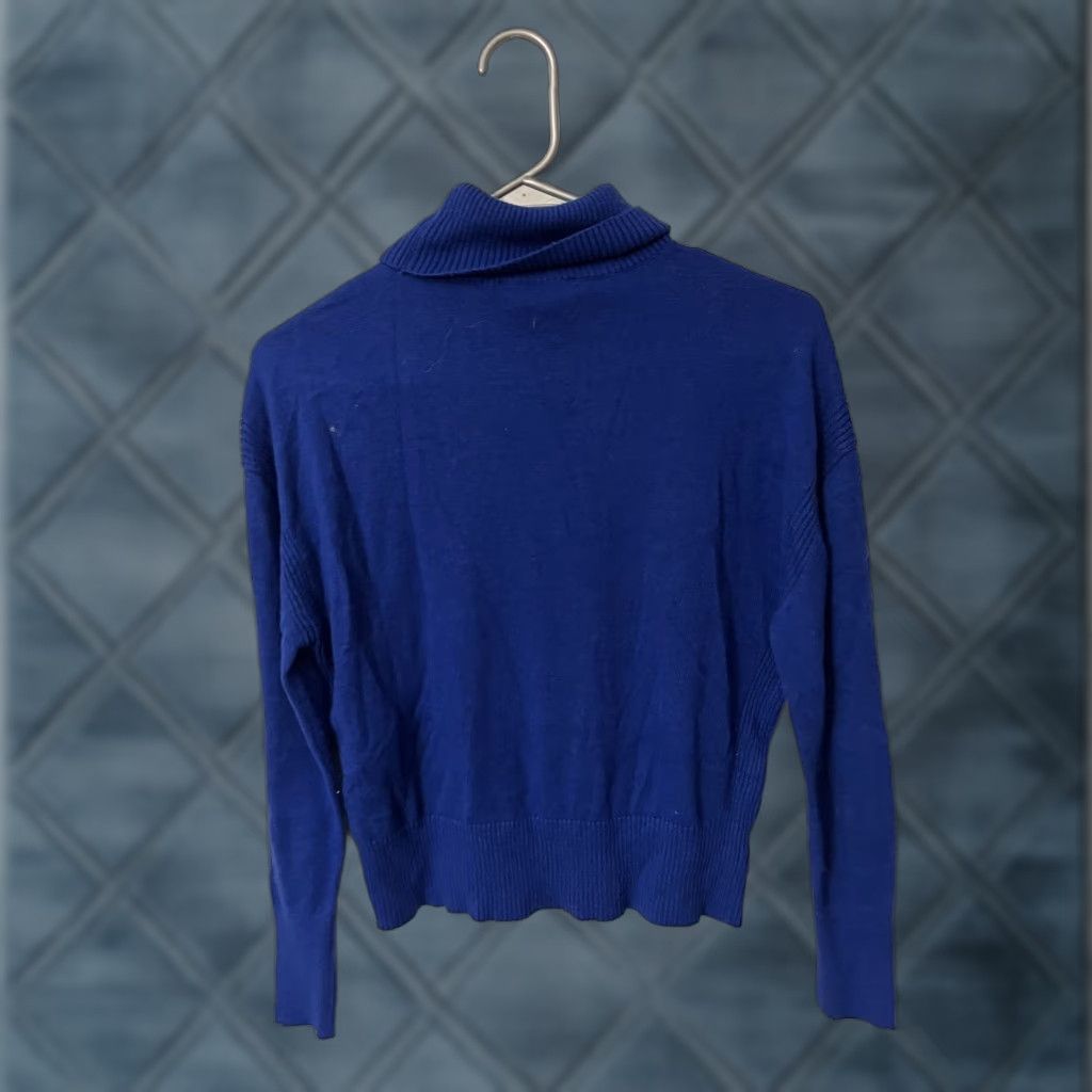 White House Black Market White House Black Market Shirt Womens S Blue Turtleneck Ribbed Long Sleeve Sweater Size S / US 4 / IT 40 - 1 Thumbnail