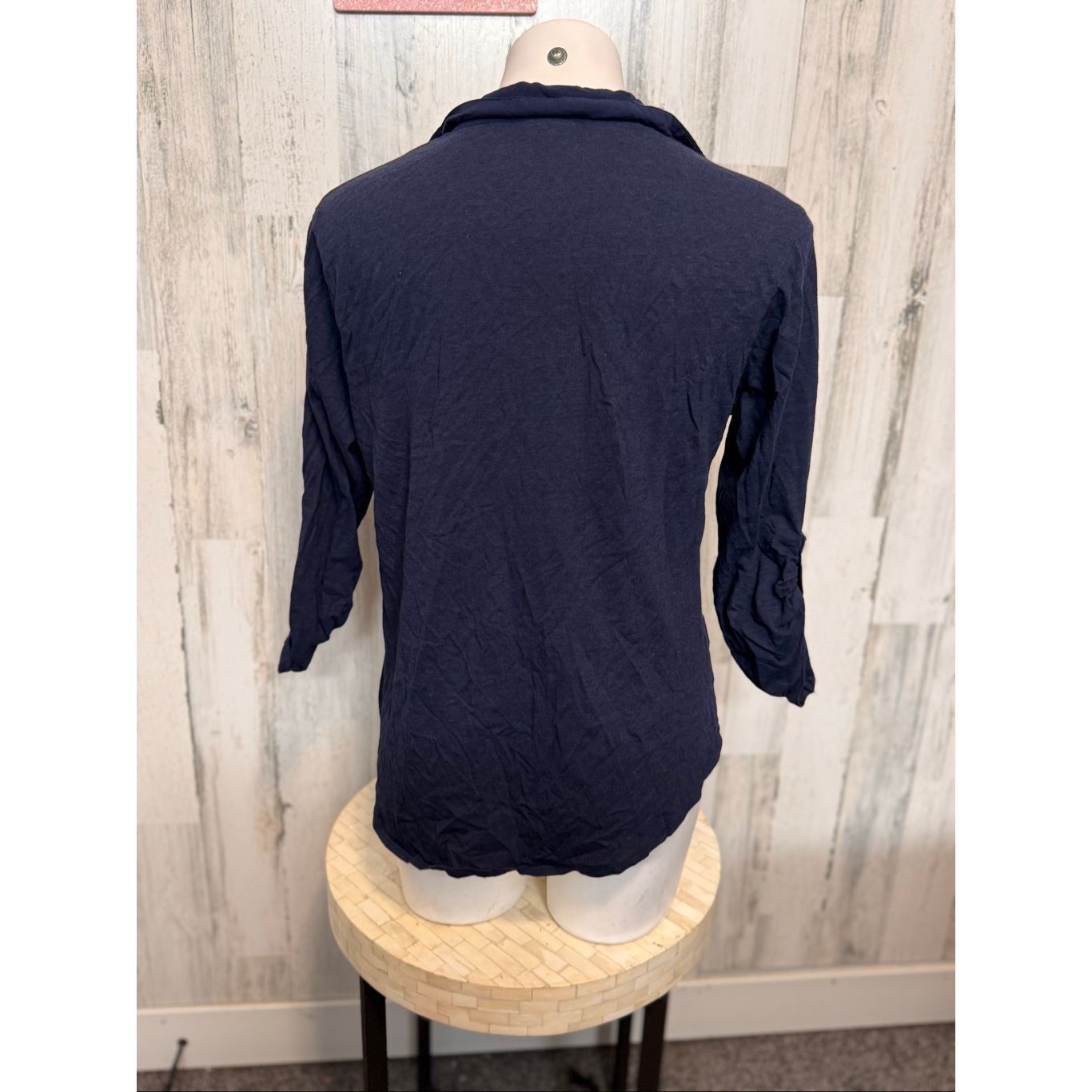 Merona Merona Navy Blue Collared 3/4 Sleeve Blouse XL Size XL / US 12-14 / IT 48-50 - 4 Thumbnail