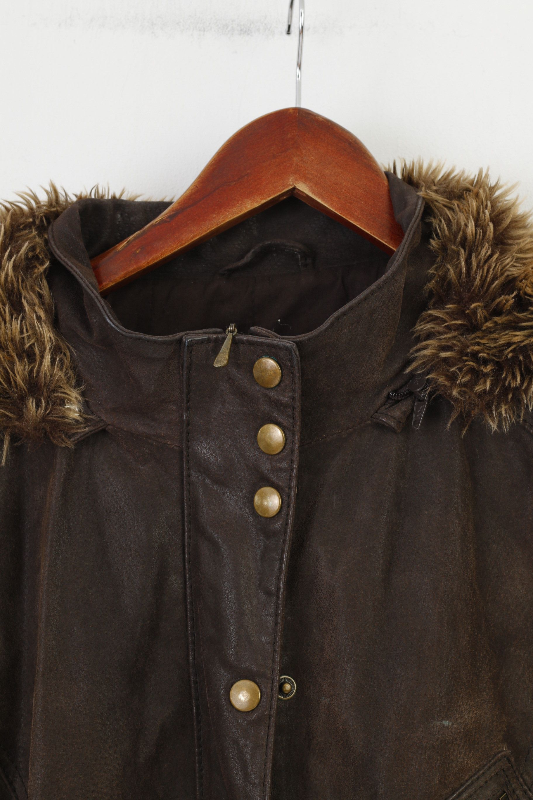C&A × Vintage C&A Woman 46 (S) Leather Jacket Brown Full Zipper 2202 Size S / US 4 / IT 40 - 2 Thumbnail