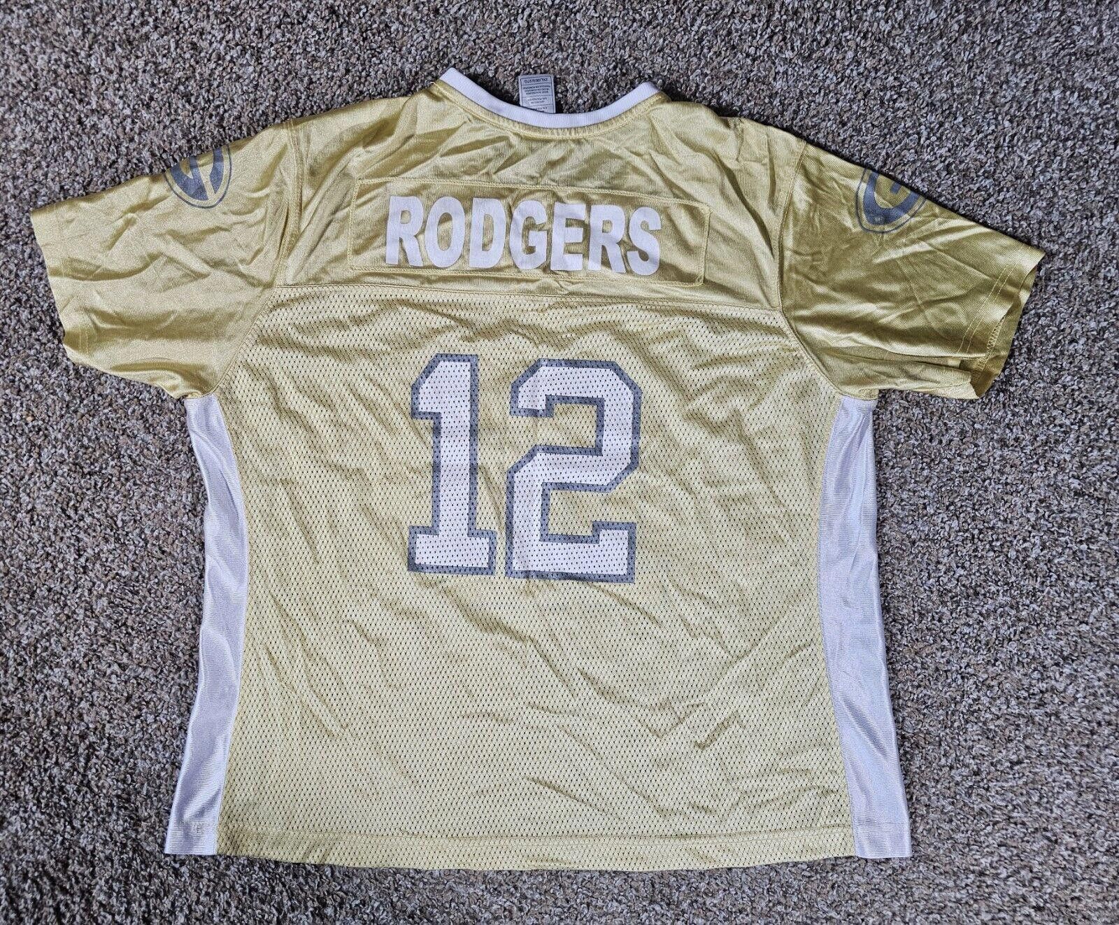 Reebok Aaron Rodgers #12 NFL Reebok RBK Jersey Gold Women's 2XL Size XXL / US 16-18 / IT 52-54 - 6 Thumbnail