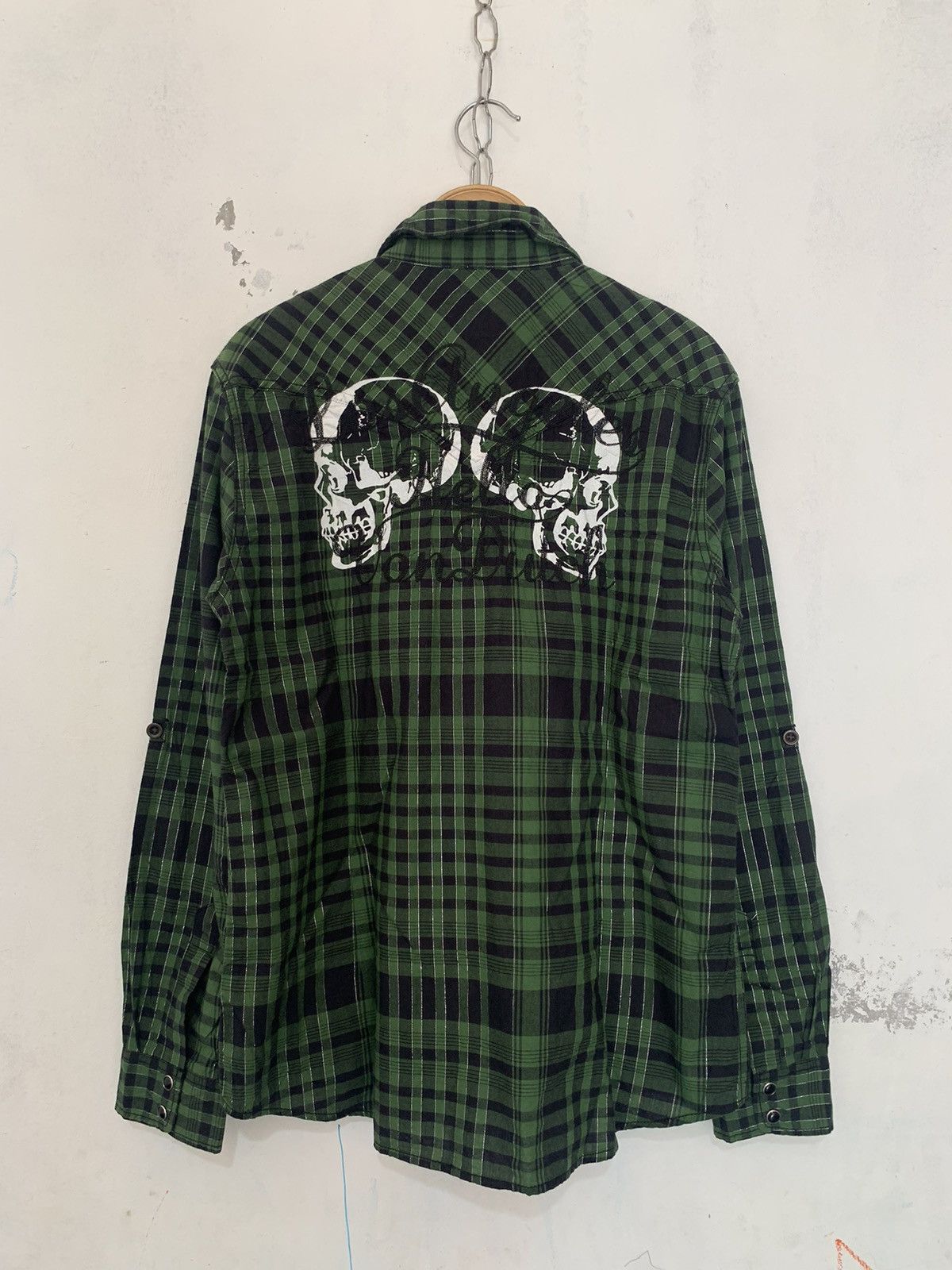 If Six Was Nine × Japanese Brand × Von Dutch Von dutch skull cotton check western shirt Size US L / EU 52-54 / 3 - 2 Thumbnail