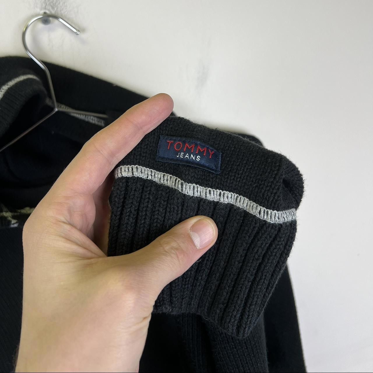 Designer Tommy Jeans Black Hoodie with White Trim y2k 00s Size US L / EU 52-54 / 3 - 3 Thumbnail