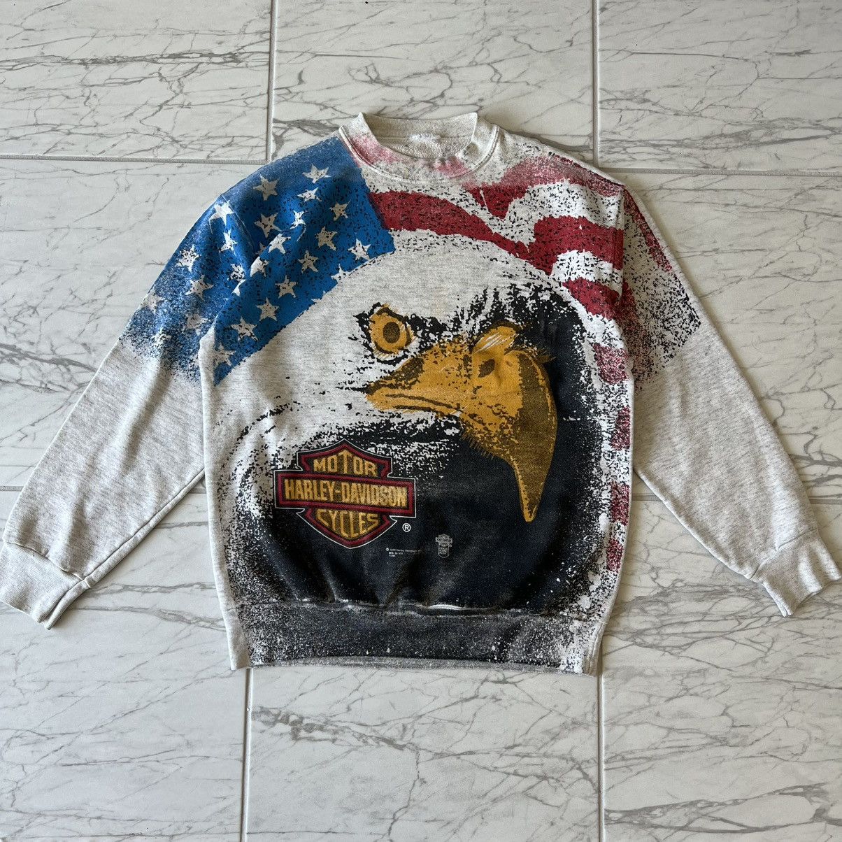 Harley Davidson 1992 Harley Davidson All-Over Print Crewneck Sweater Size US M / EU 48-50 / 2 - 1 Thumbnail