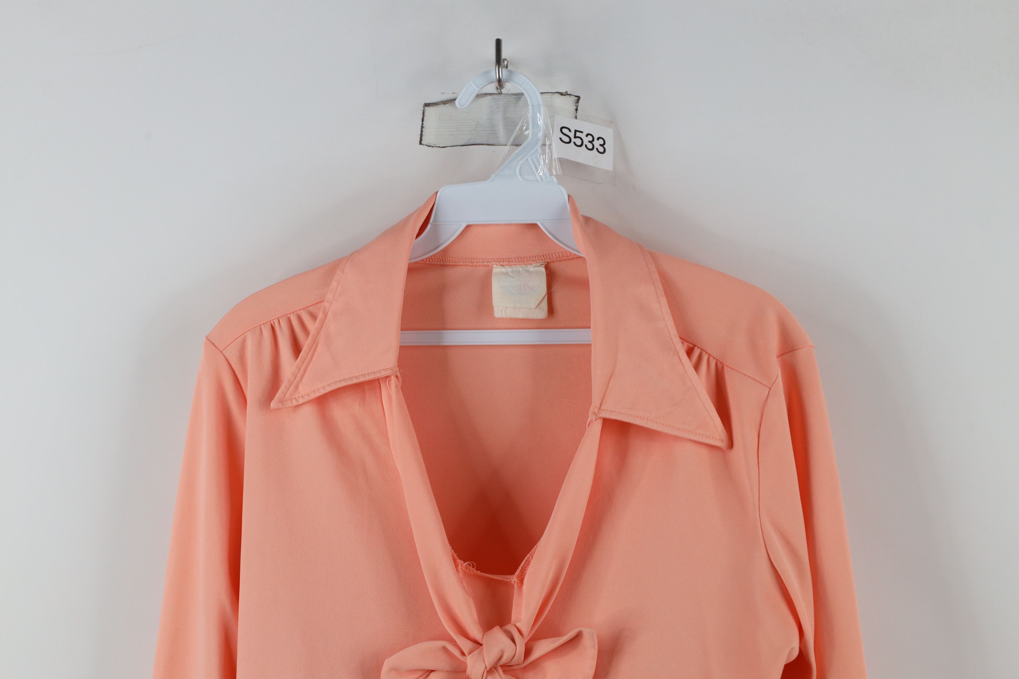 Vintage Vintage 70s Streetwear Pussybow Collared Shirt Pink USA Size XS / US 0-2 / IT 36-38 - 2 Thumbnail